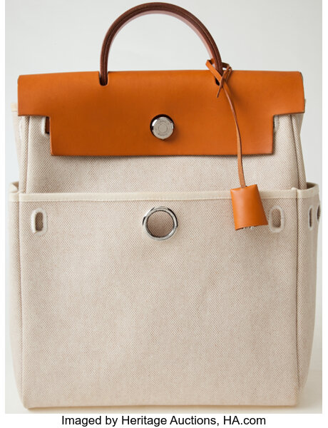 Hermes Herbag Bag Canvas Palladium Hardware In White