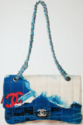 CHANEL Vintage Surf Bag Logo Print Quilted Canvas Flap Handbag