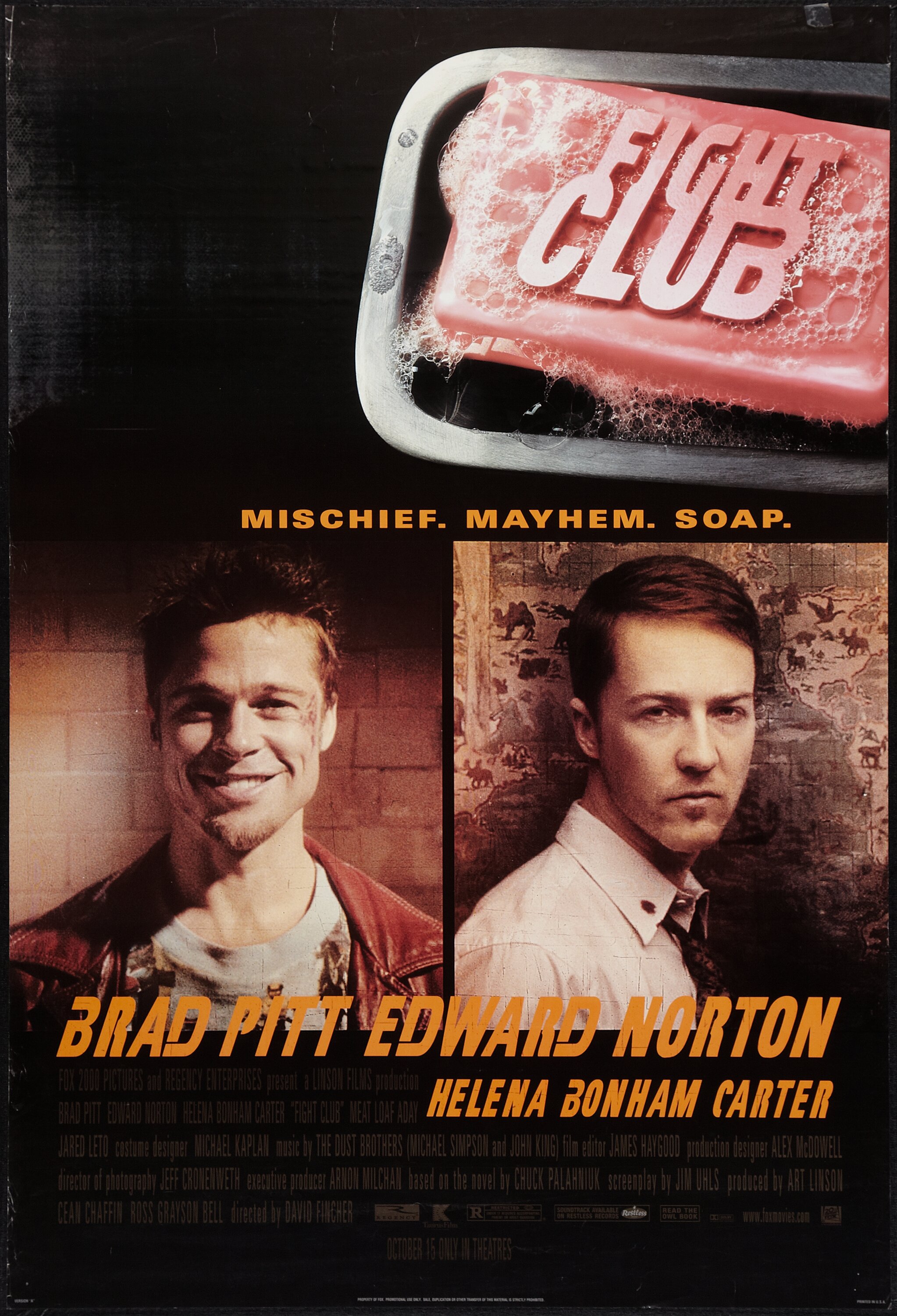 FIGHT CLUB Movie POSTER 27 x 40 Brad Pitt, Edward Norton, Zach