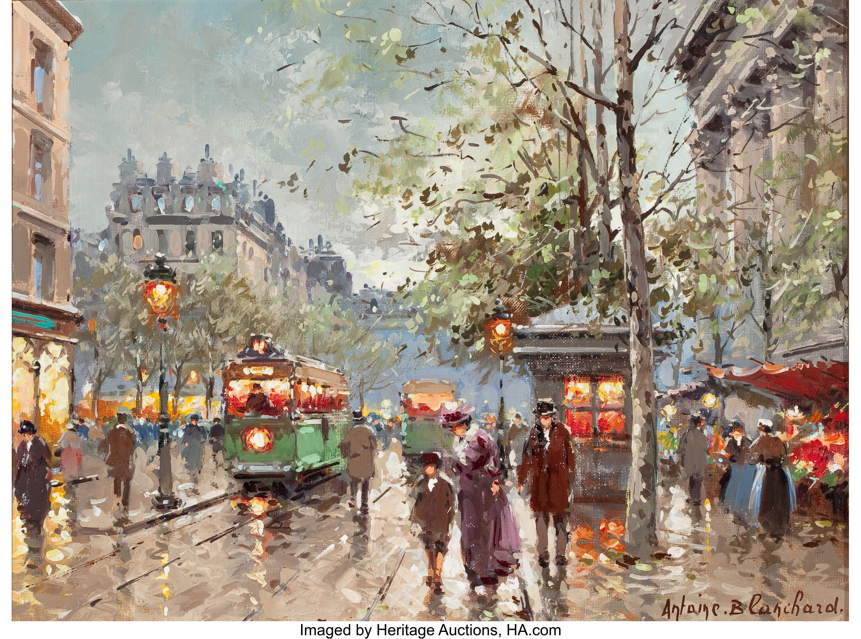 Antoine Blanchard French 1910 19 Paris Street Scene Oil On Lot Heritage Auctions