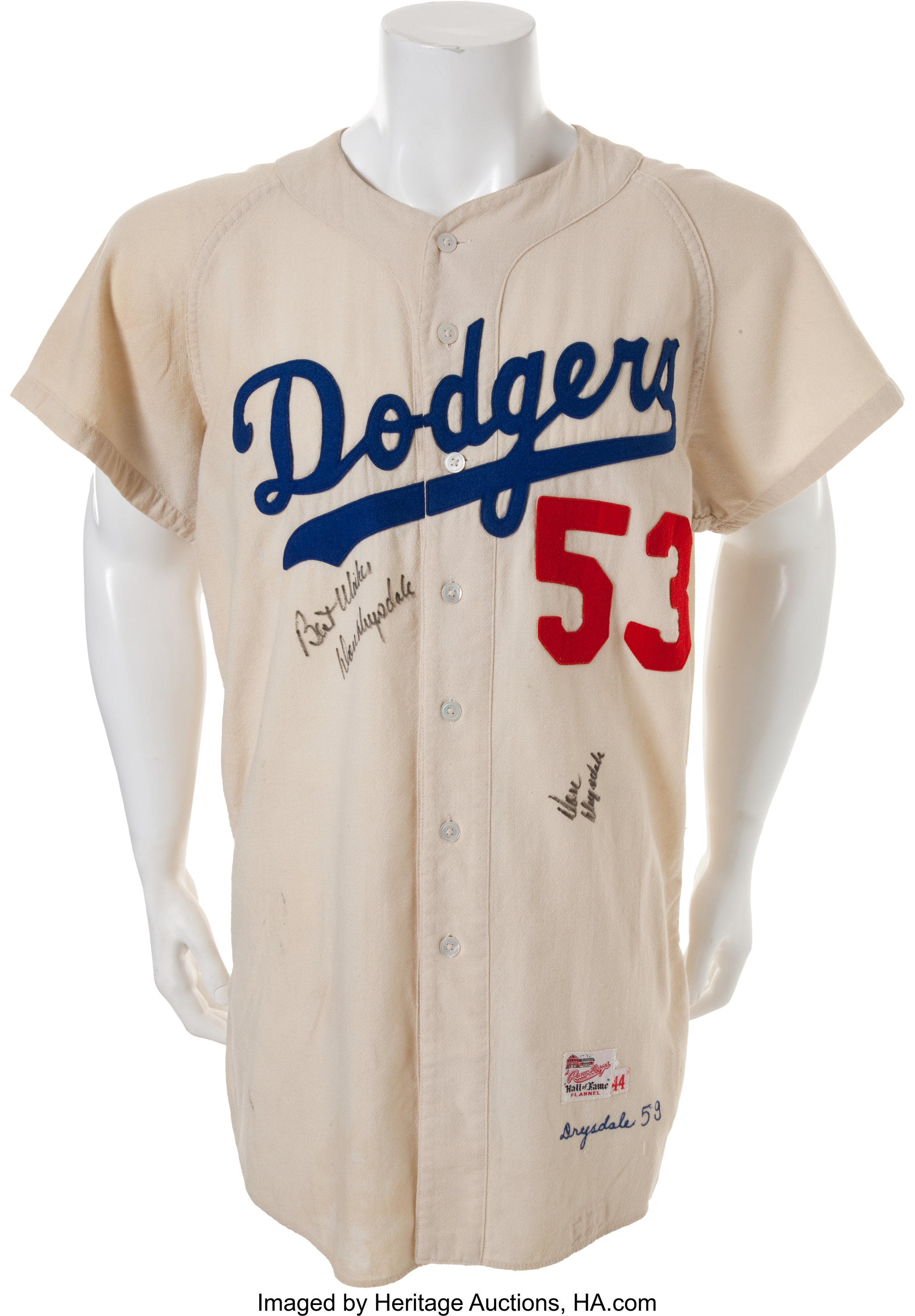 1959 Don Drysdale Game Worn Los Angeles Dodgers Jersey (MEARS A10