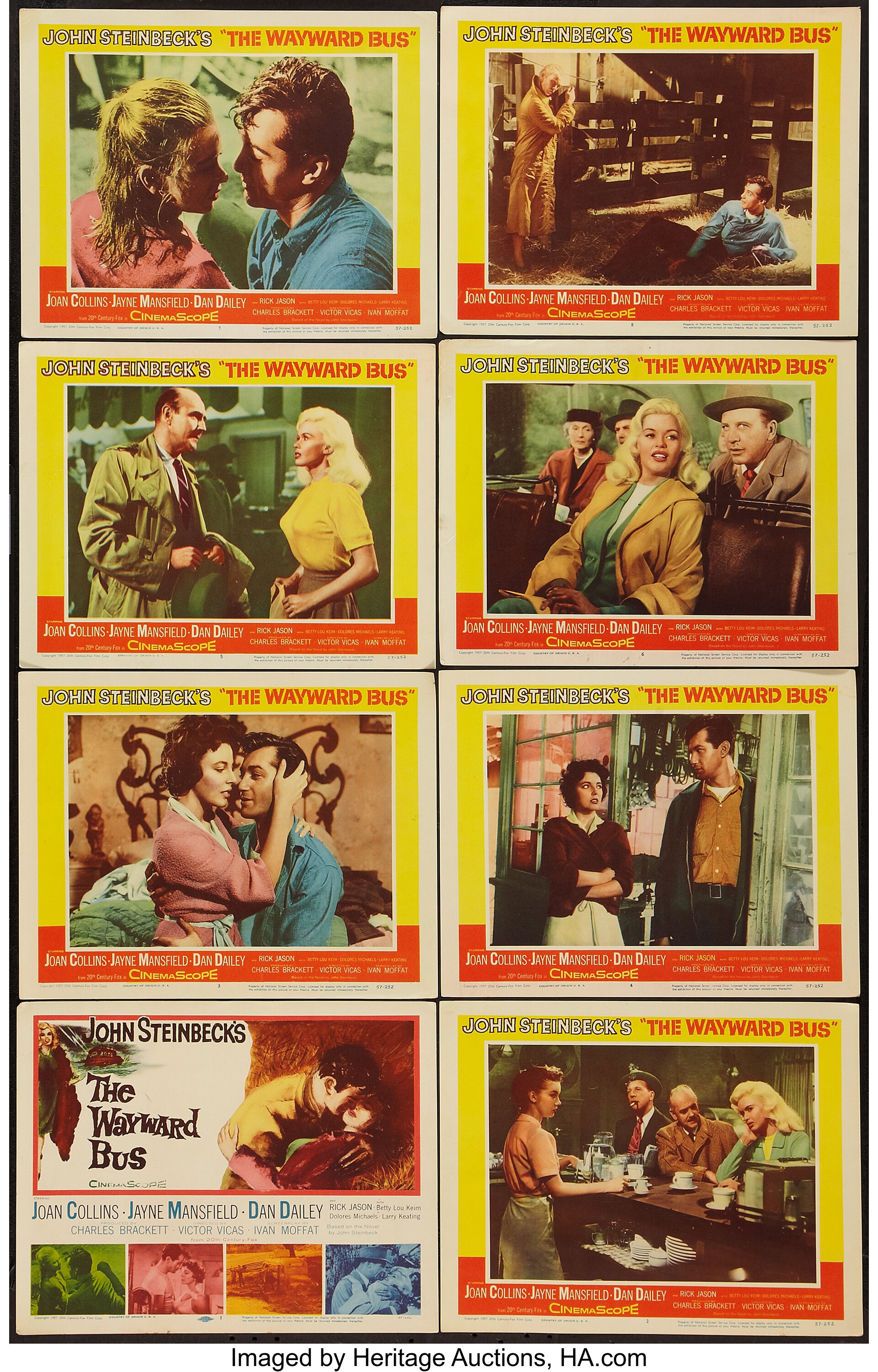 The Wayward Bus (20th Century Fox, 1957). Lobby Card Set Of 8 (11 