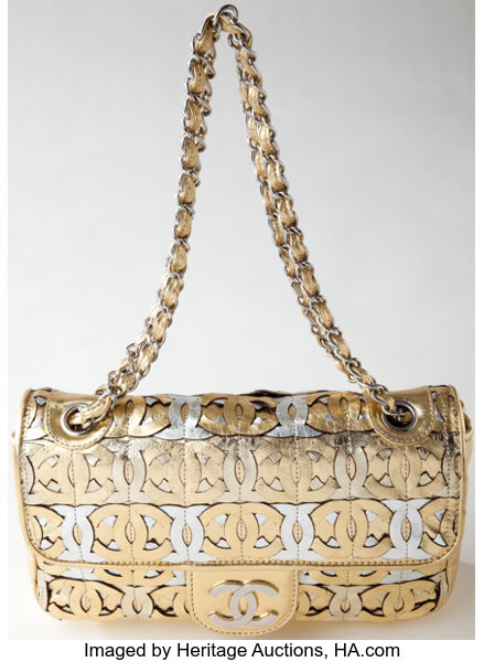 Vintage Chanel Clutch Flap Bag with Handle Gold Metallic Lambskin Gold –  Madison Avenue Couture