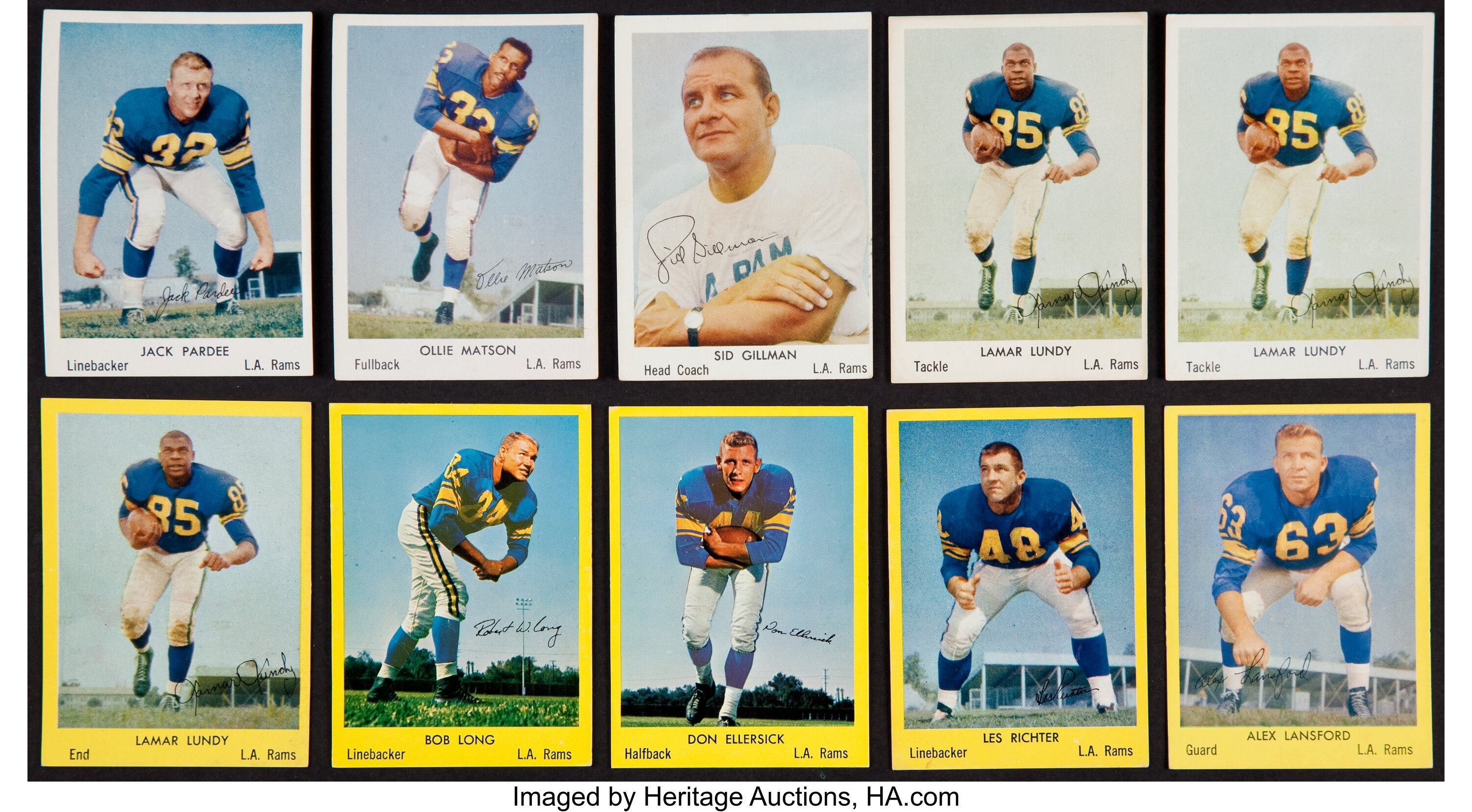 Scarce Bell Brand Los Angeles Rams 1959 Partial Set (19) and 1960