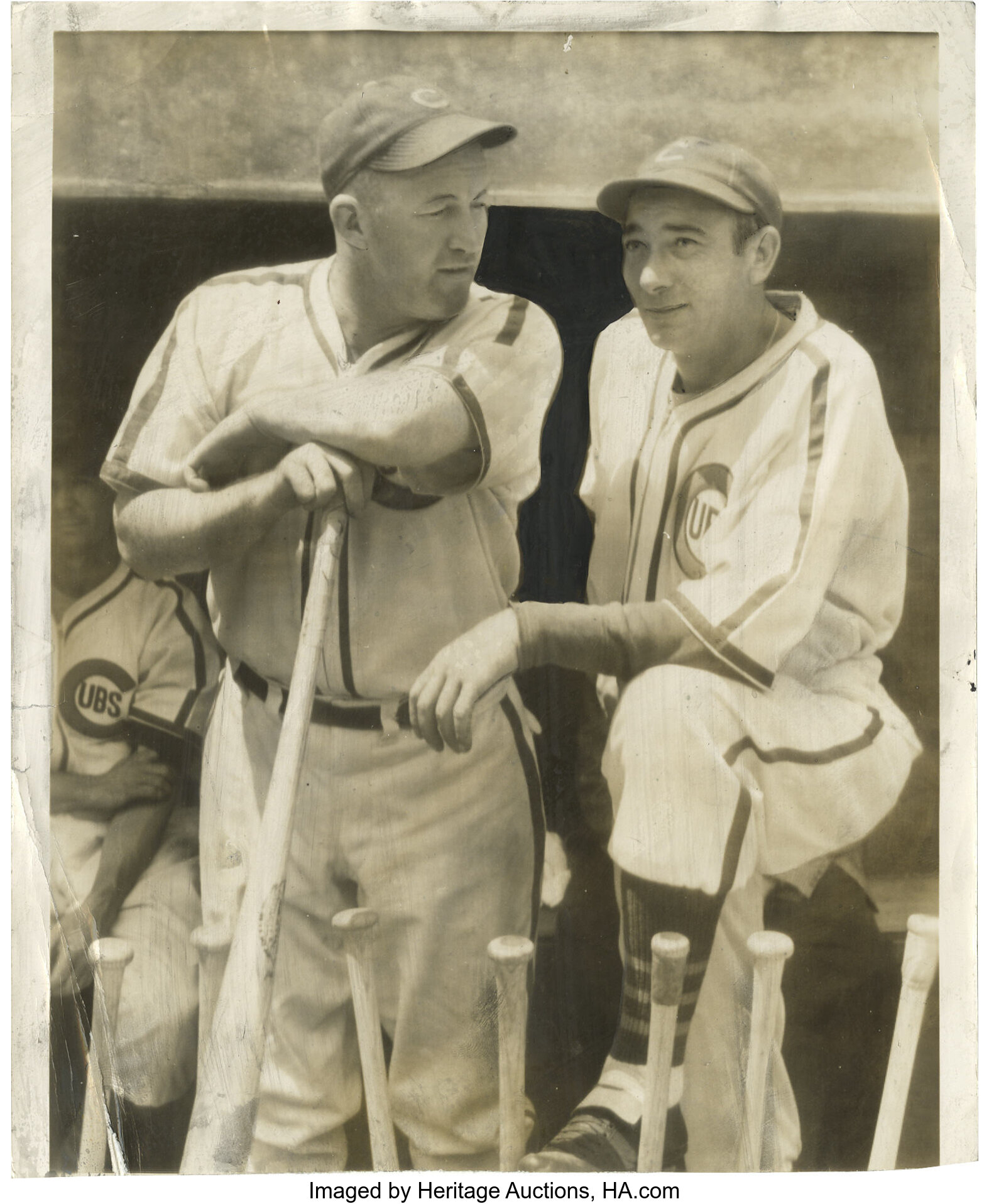 1938 Gabby Hartnett and Tony Lazzeri Service Photograph. Black and ...