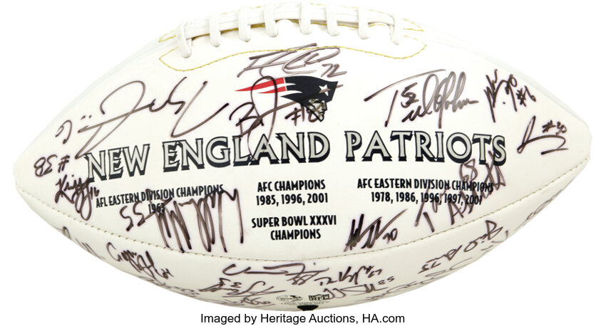 Lot Detail - 2001-2002 New England Patriots Super Bowl XXXVI Team-Signed  Football with (55) Signatures