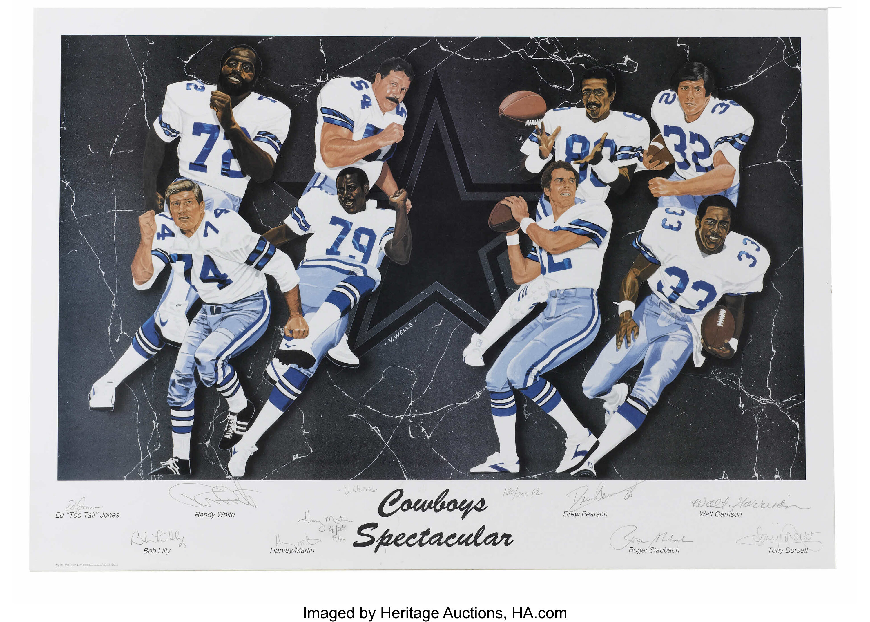 Dallas Cowboys All-Time Greats Multi-Signed Lithograph. The Dallas, Lot  #10522