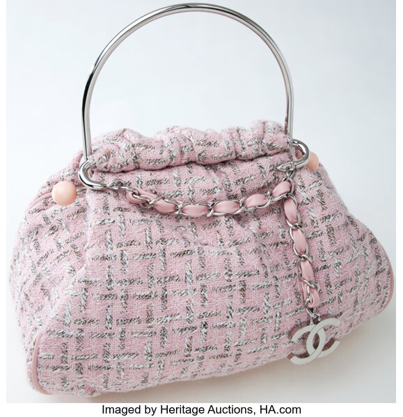 Heritage Vintage: Chanel Pink Tweed Knitting Bag.  Luxury, Lot #75009