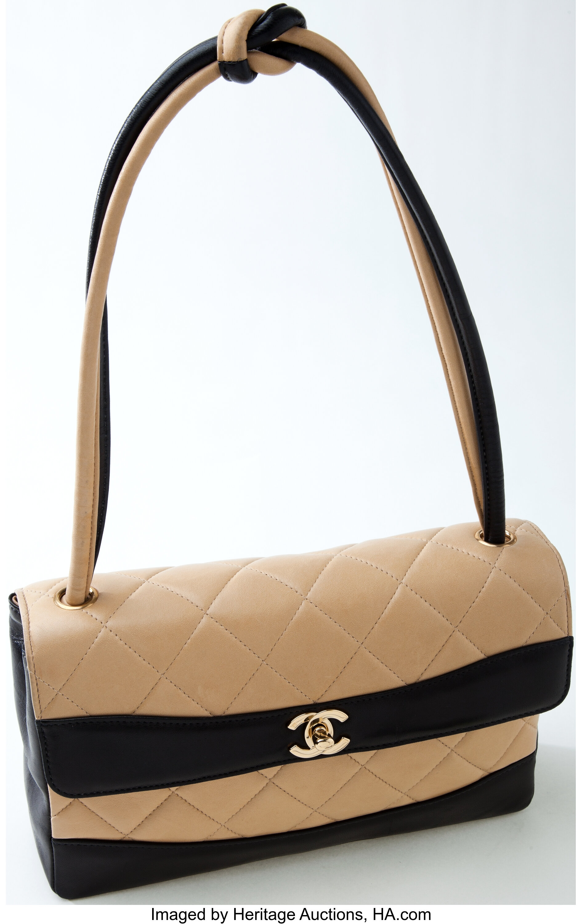 Used Black Chanel Vintage Black Beige Leather Jacket Shoulder Bag Limited  Edition Houston,TX