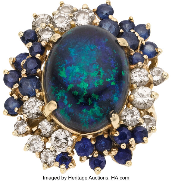 Black Opal Sapphire Diamond Gold Ring. Estate Jewelry Rings Lot 58454 Heritage Auctions