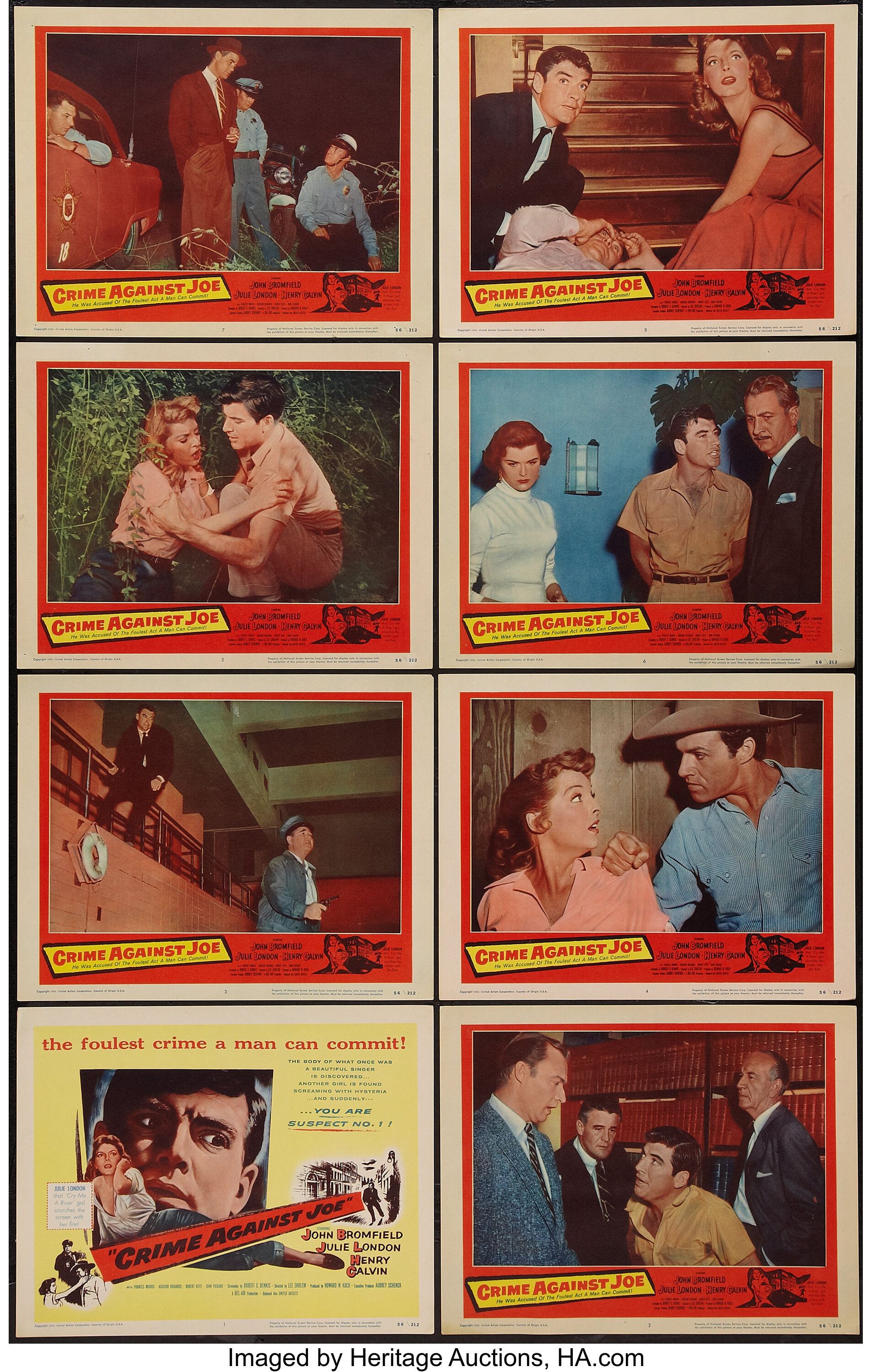 Crime Against Joe United Artists 1956 Lobby Card Set Of 8 11 Lot 54110 Heritage Auctions 4052