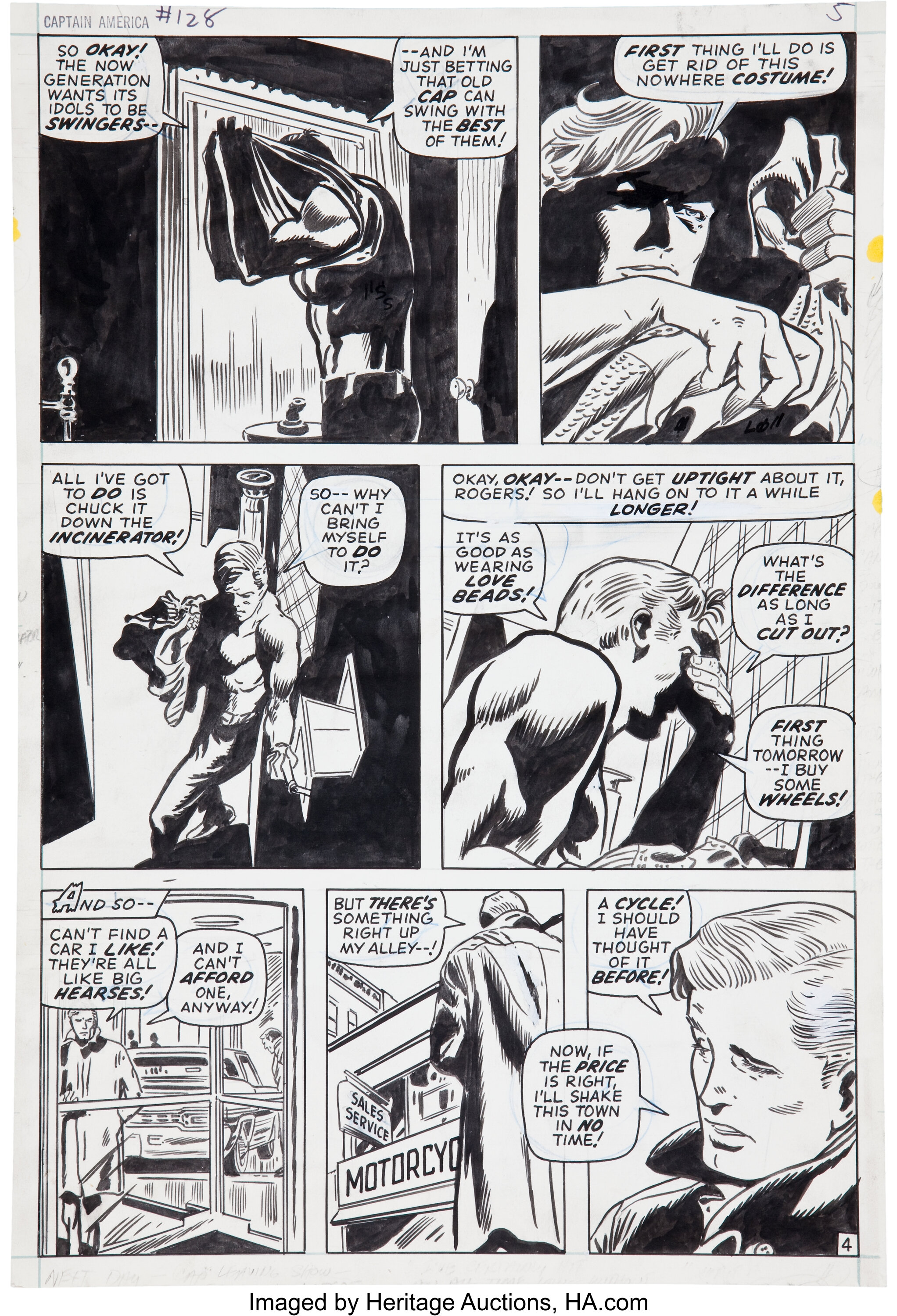 Gene Colan and Dick Ayers Captain America #128 Page 4 Original Art | Lot  #10548 | Heritage Auctions