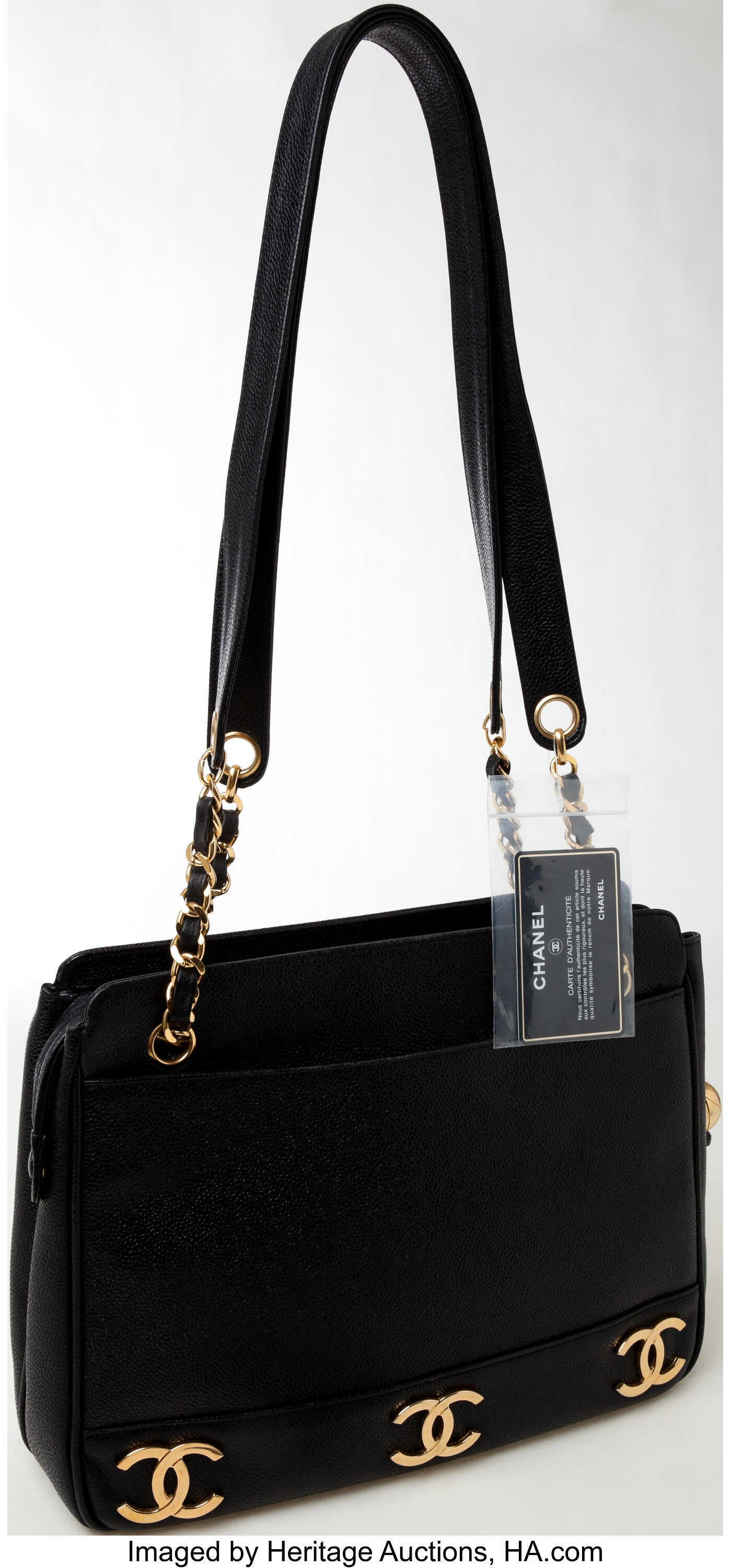 Heritage Vintage: Chanel Black Caviar Leather Large Shoulder Bag, Lot  #76010