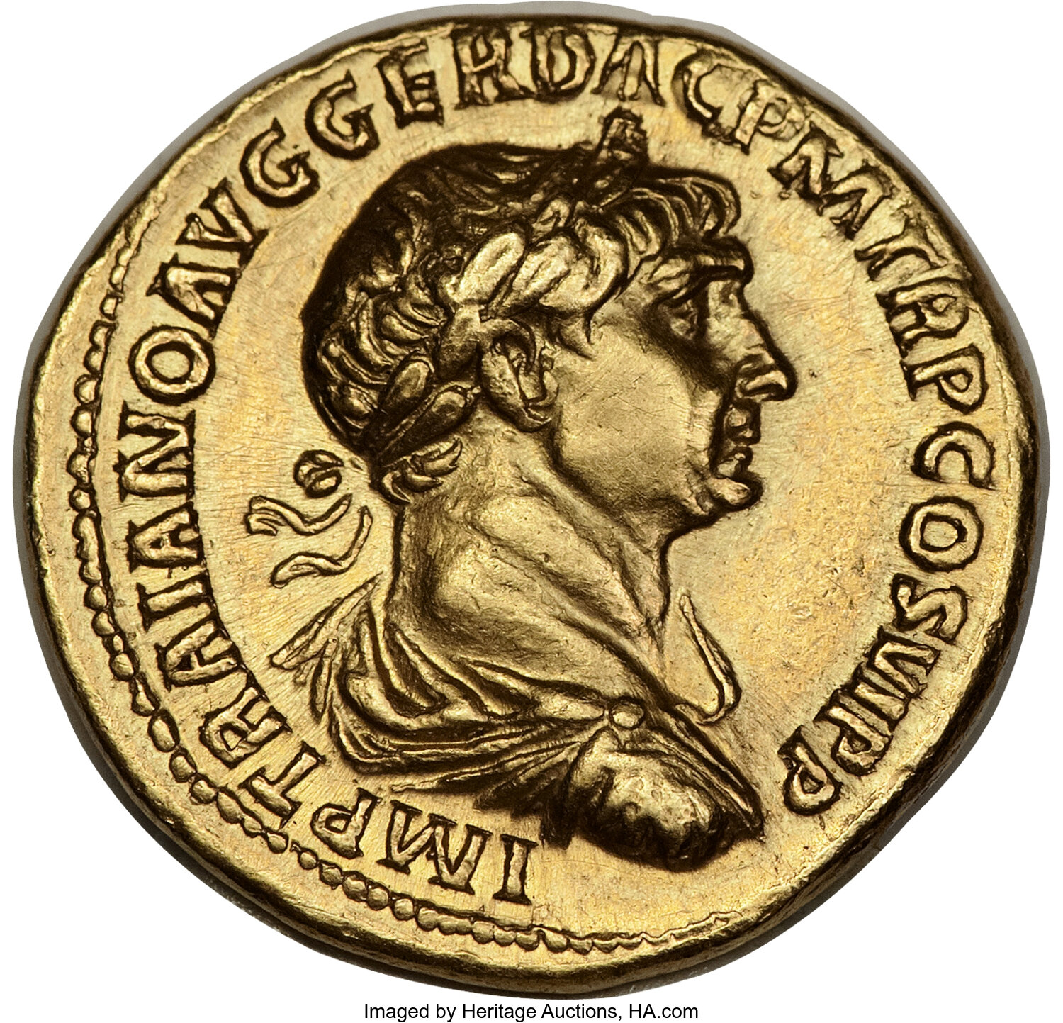 Ancients: Trajan (AD 98-117). AV aureus (20mm, 7.18 gm, 7h