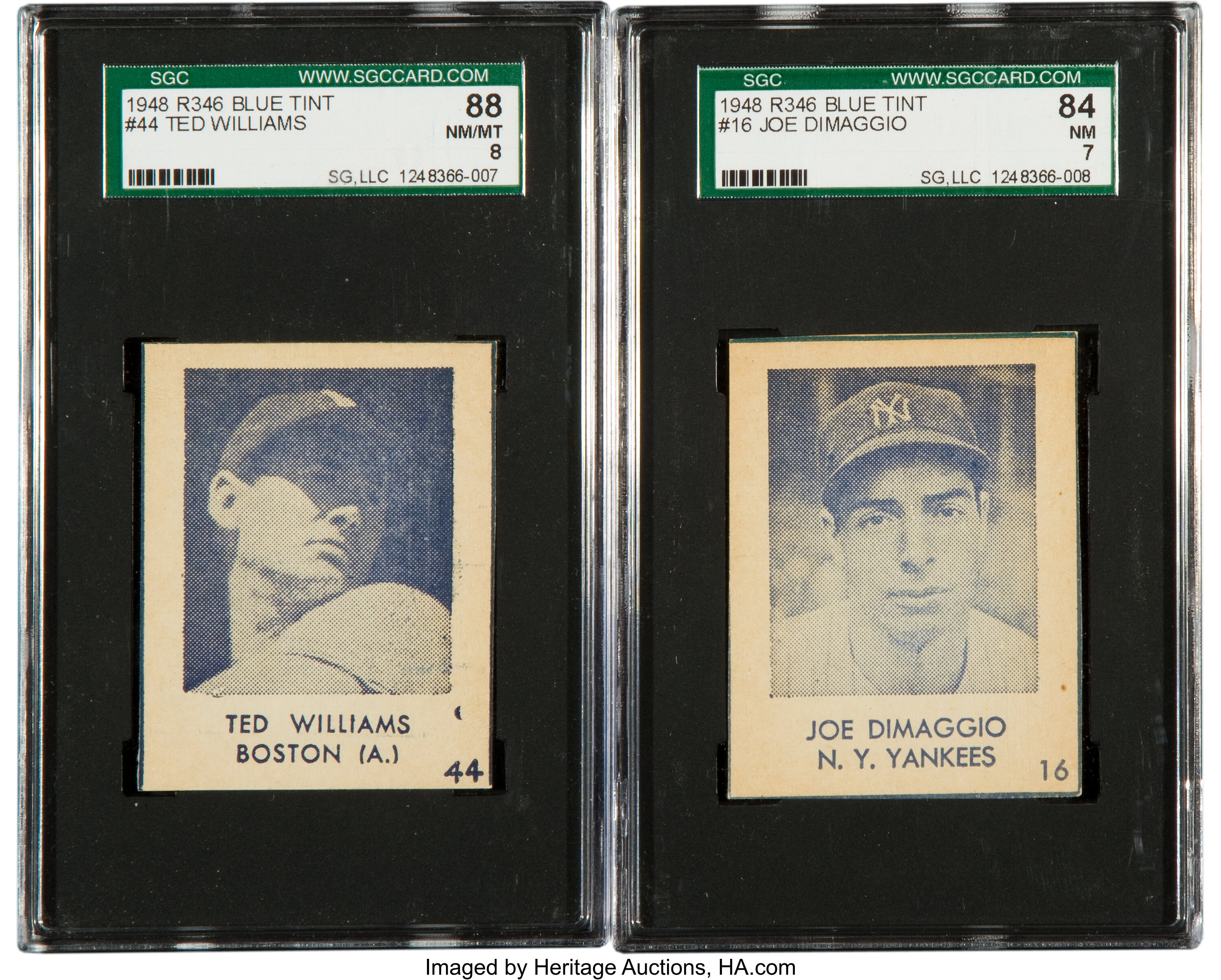 Joe Dimaggio of the NY Yankees and Ted Williams of the Boston 