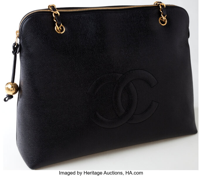 Heritage Vintage: Chanel Black Caviar Leather Large Tote. , Lot #77005