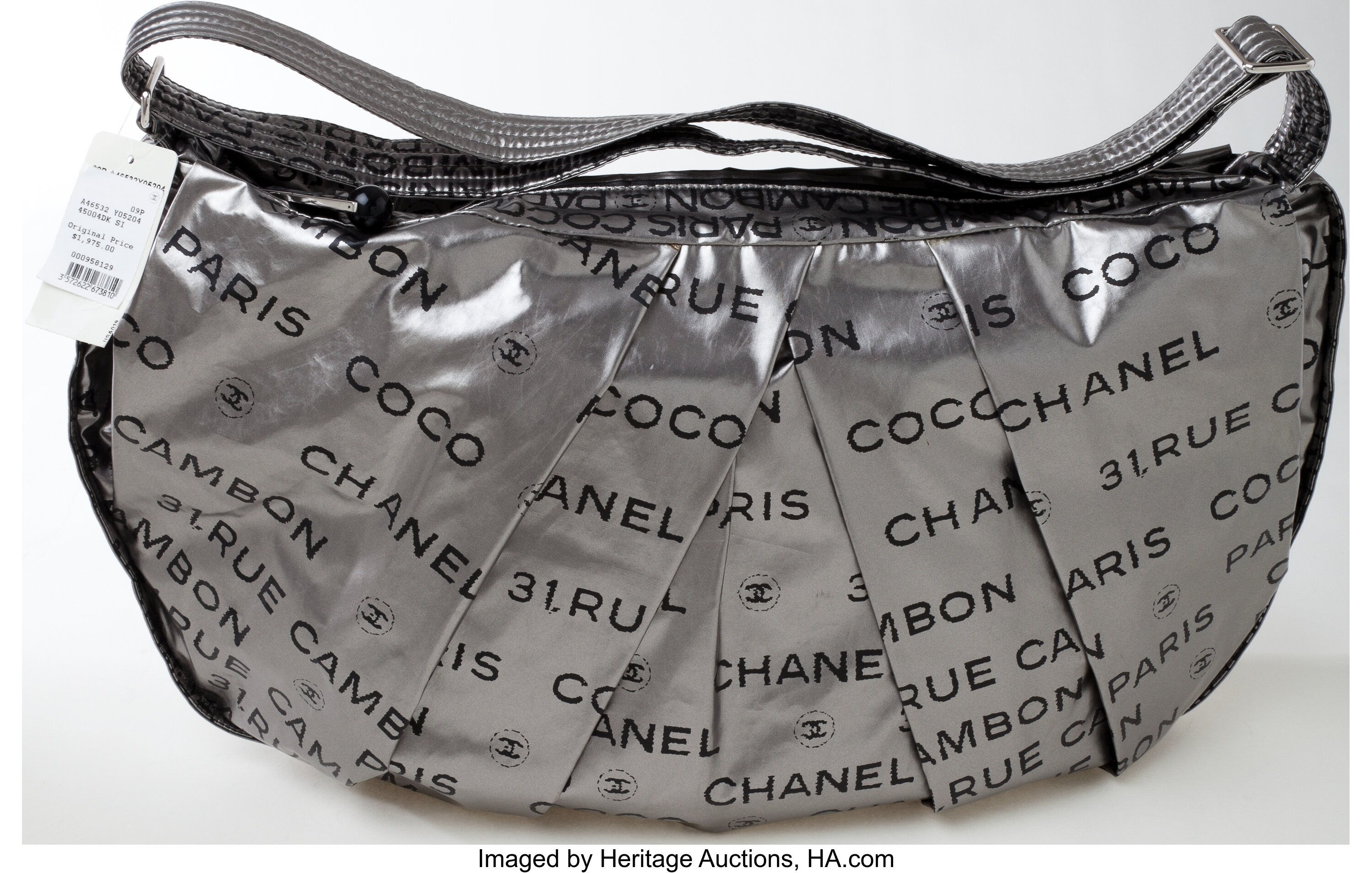 Heritage Vintage: Chanel Silver XL Monogram Hobo Bag.  Luxury, Lot  #77009