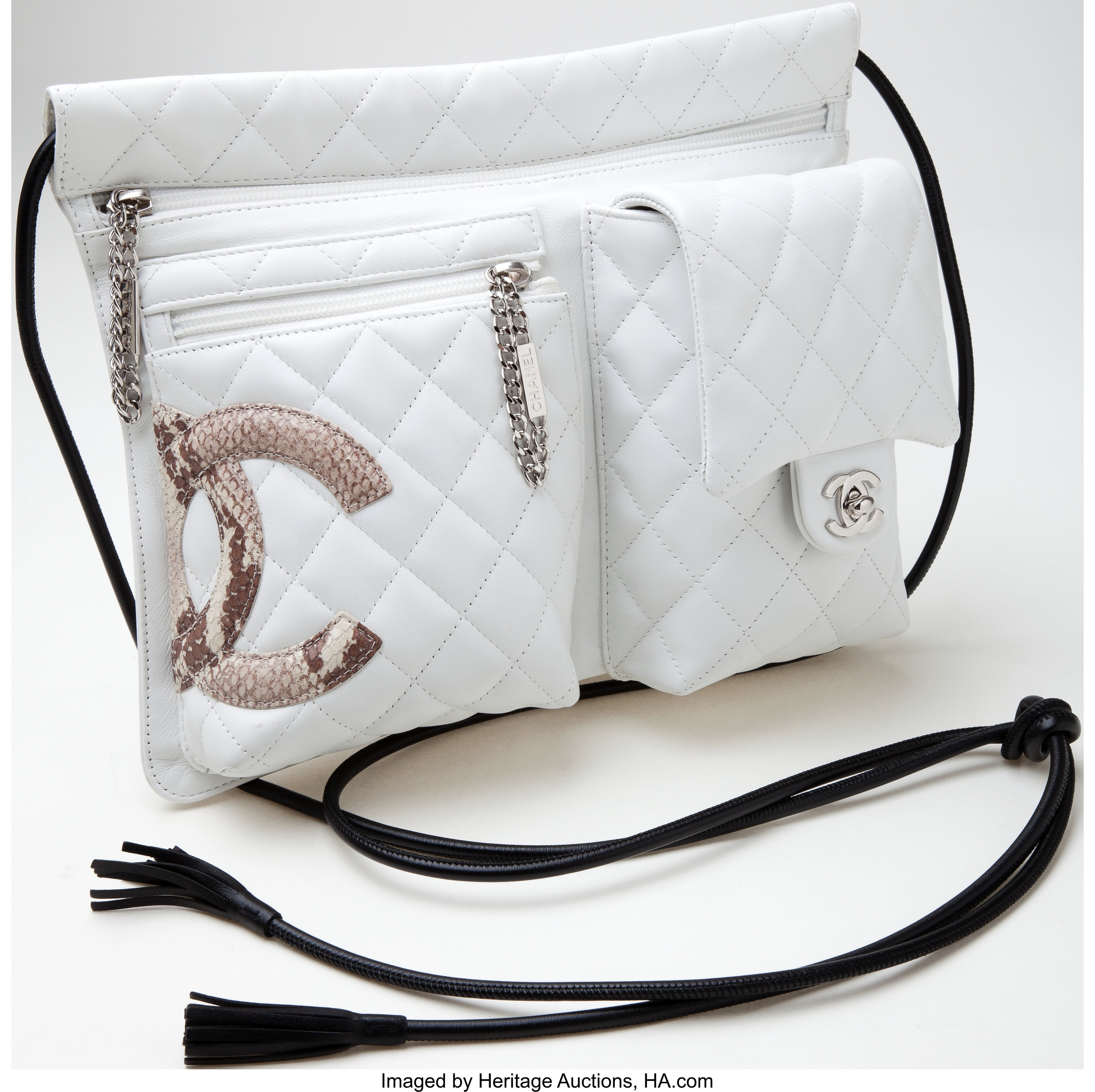 Heritage Vintage: Chanel White Lambskin Leather and Python Cambon, Lot  #77011