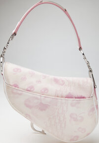 Christian Dior saddle bag with saddle pouch White × Pink Blossom Canvas used