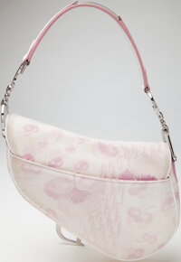 Christian Dior Pink & White Canvas Saddle Bag.  Luxury