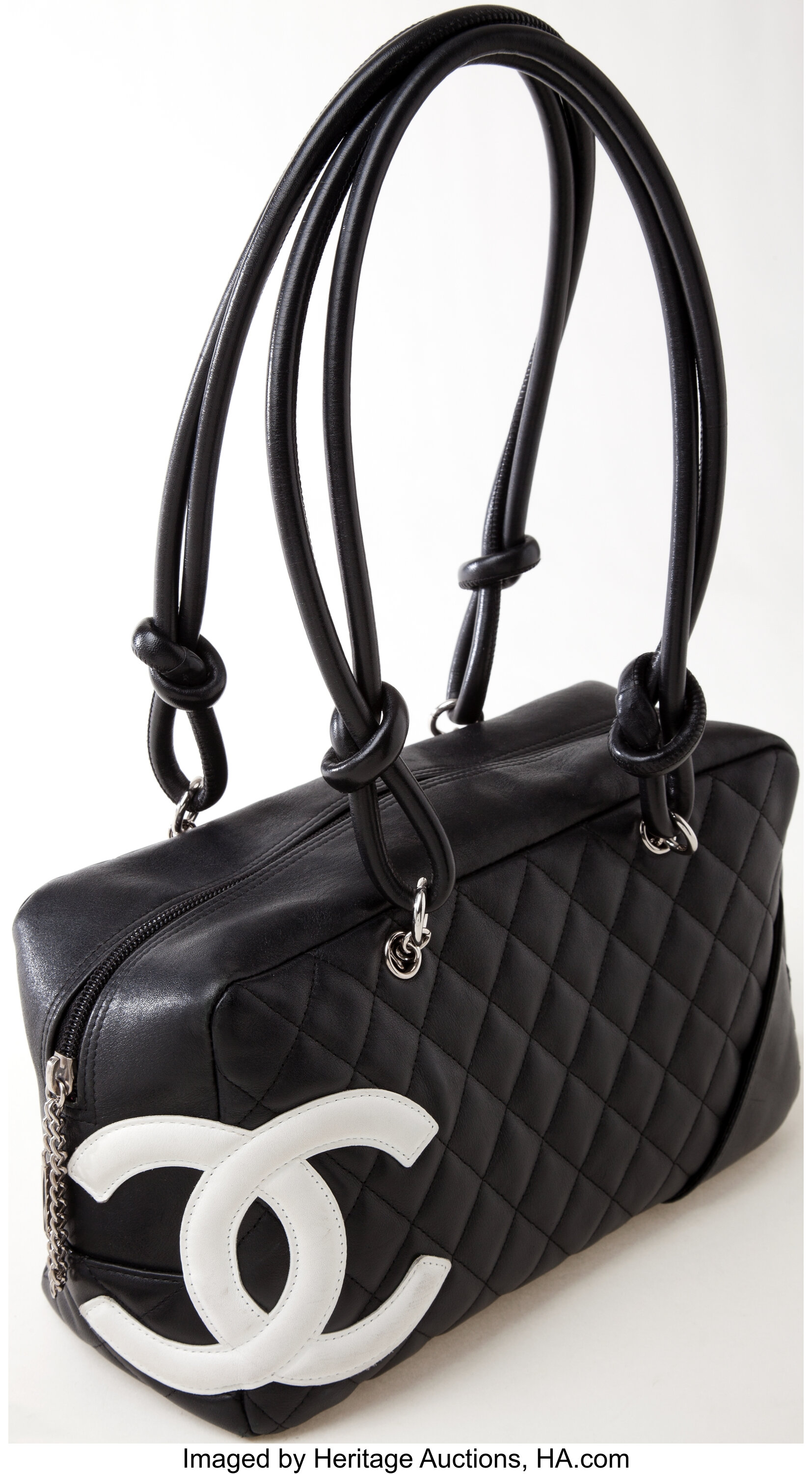Heritage Vintage: Chanel Black Lambskin Leather Cambon Bowler Tote