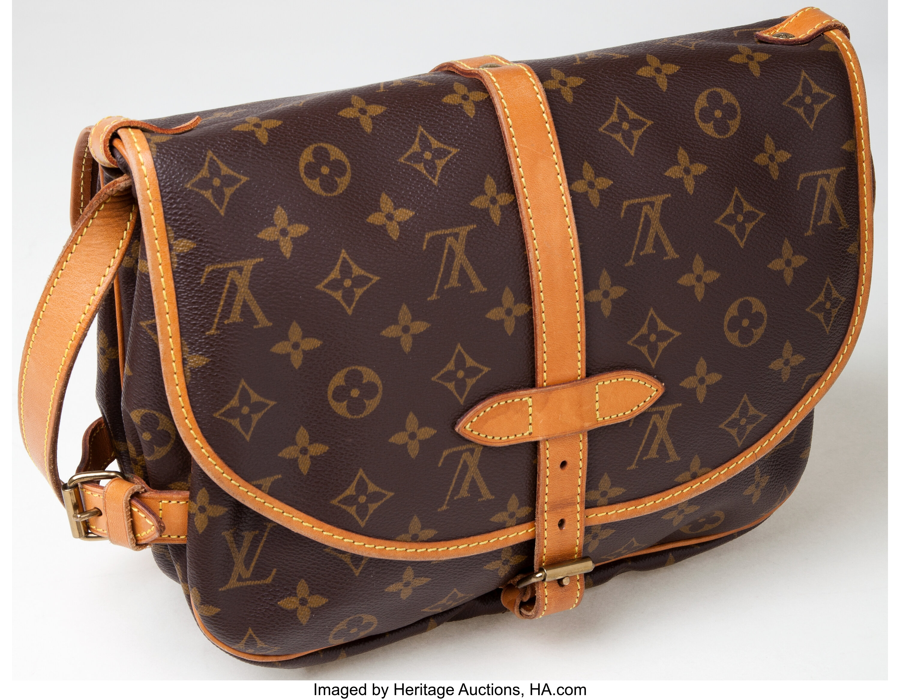 Sold at Auction: VINTAGE LOUIS VUITTON SAUMUR BROWN MONOGRAM BAG