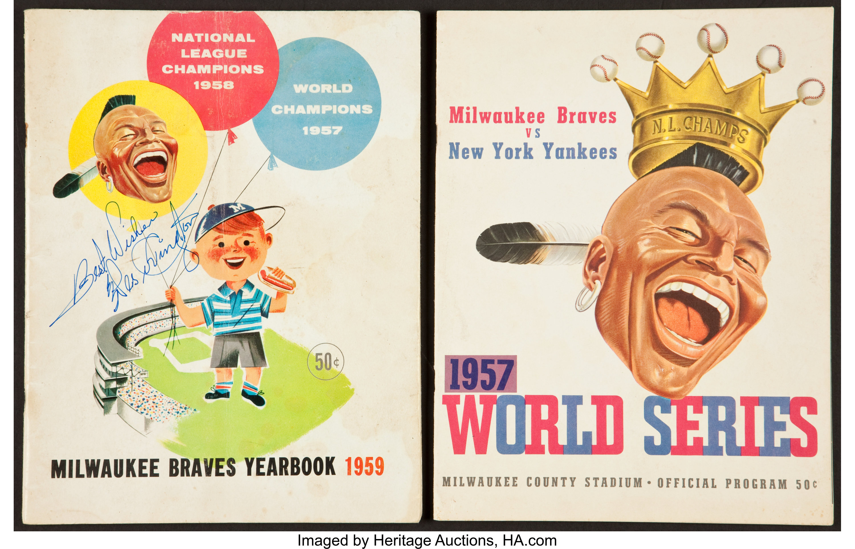 1957 World Series Official Program Milwaukee Braves vs New York