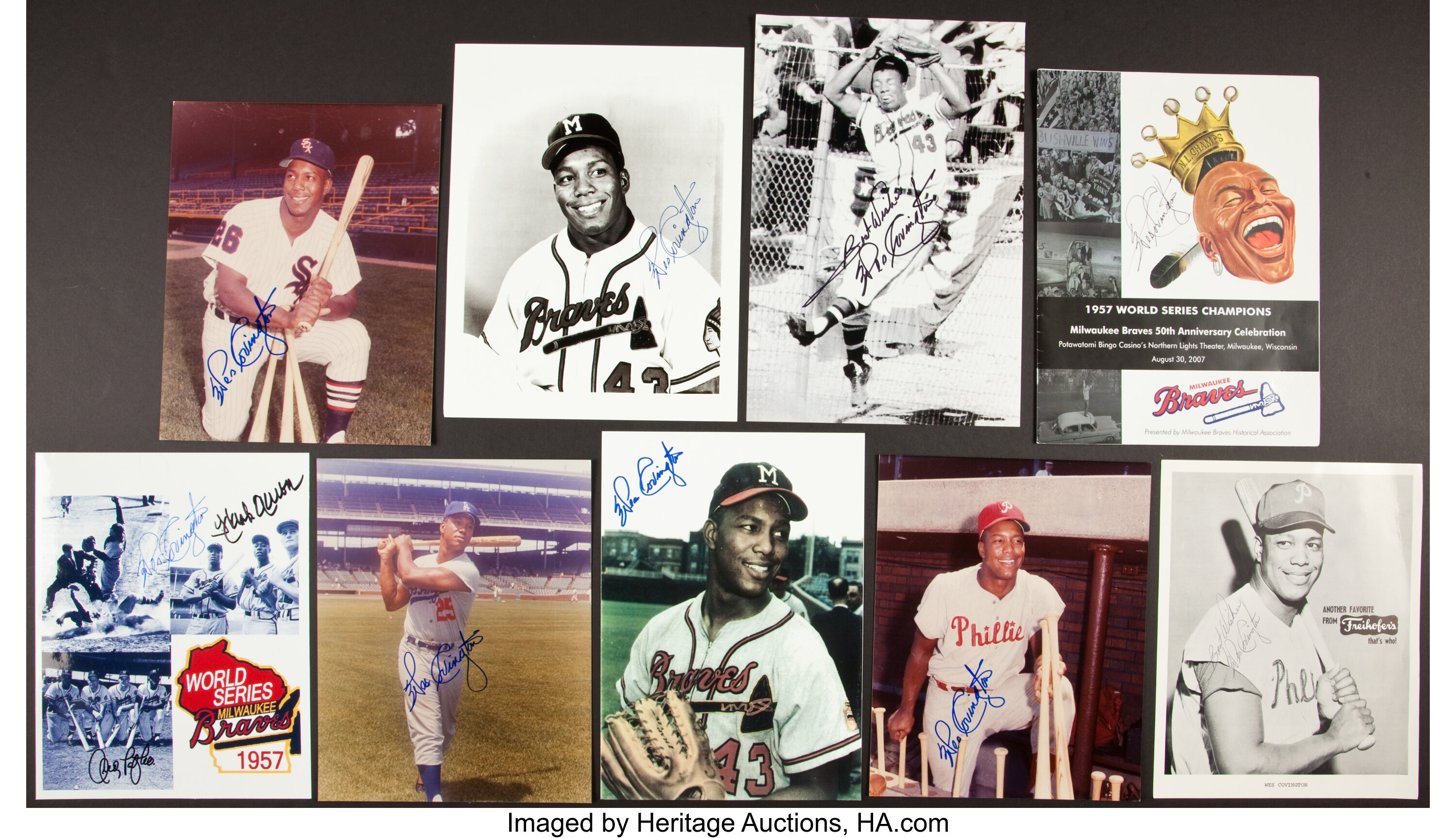 Sold at Auction: A Hank Aaron Signed 1957 Milwaukee Braves