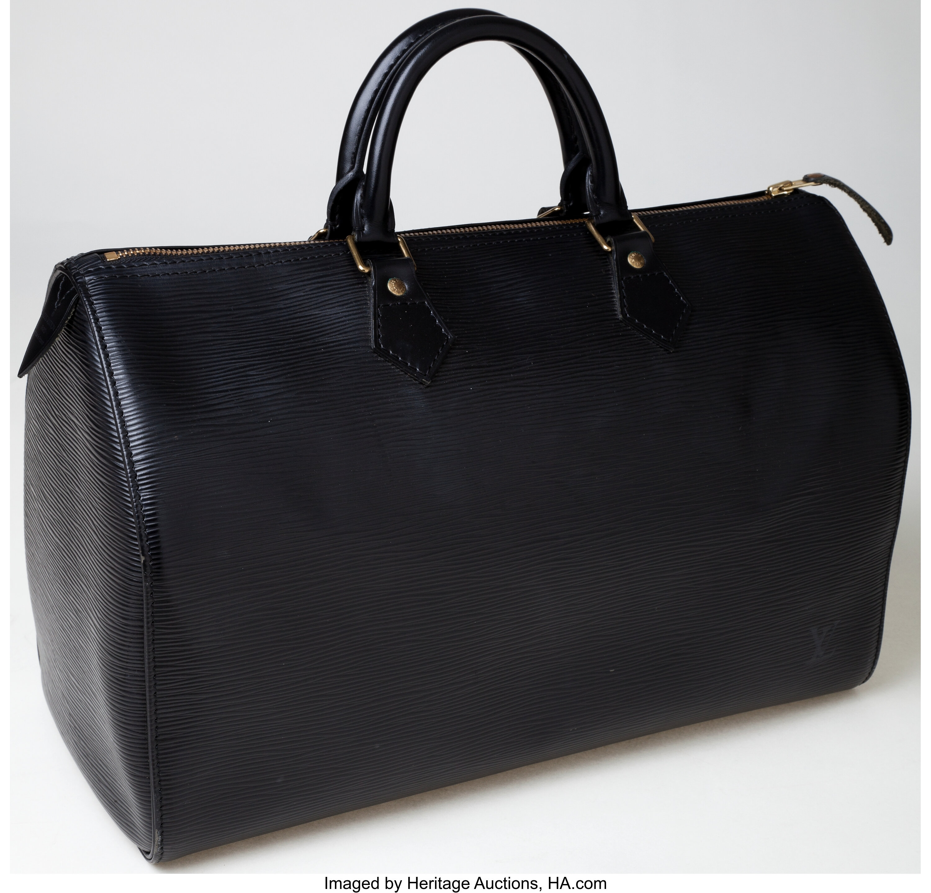 Sold at Auction: LOUIS VUITTON - BLACK EPI SPEEDY 35 HAND BAG - LV - LARGE