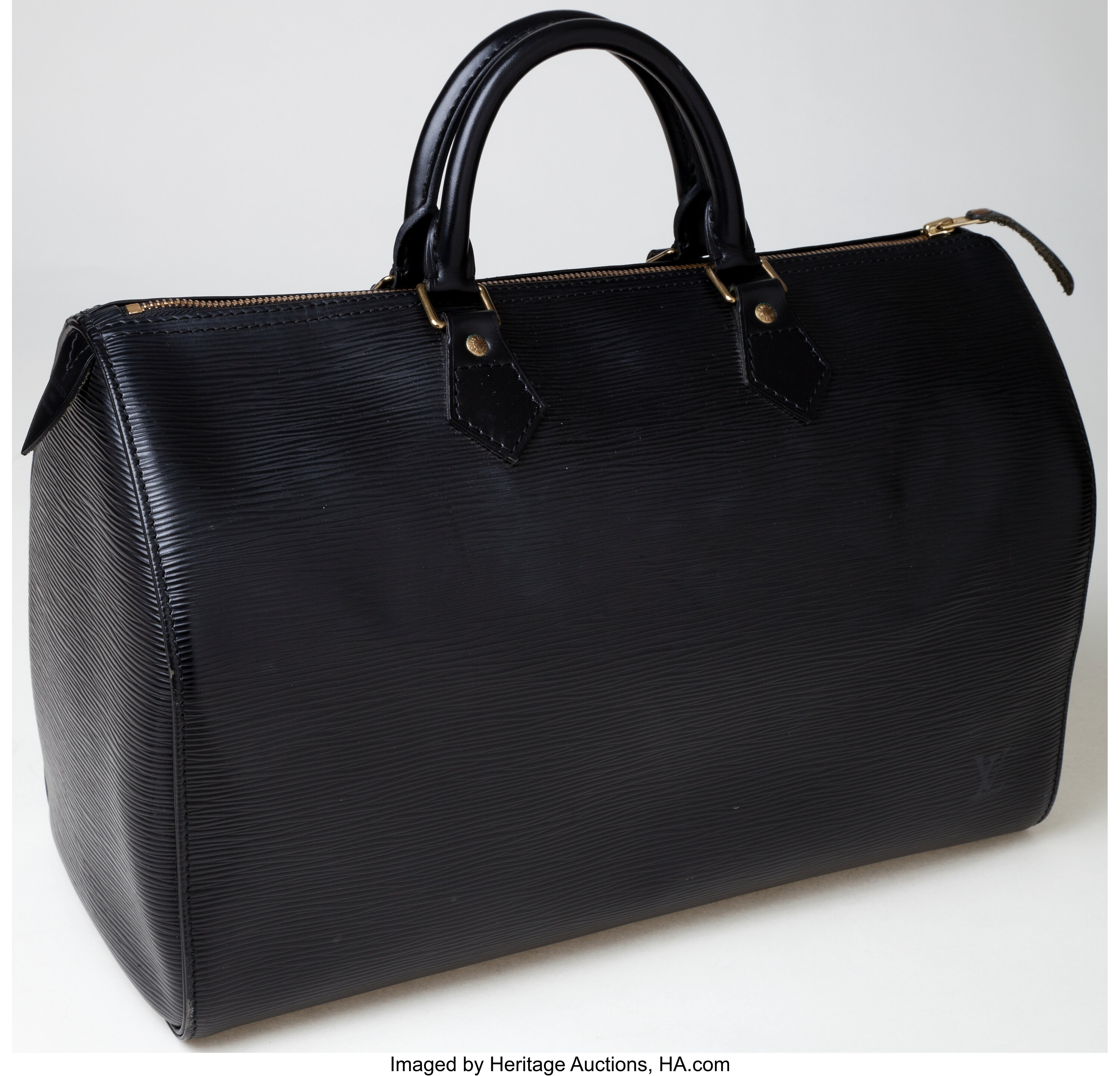 Sold at Auction: Louis Vuitton 'Speedy 35' in Black Epi Leather