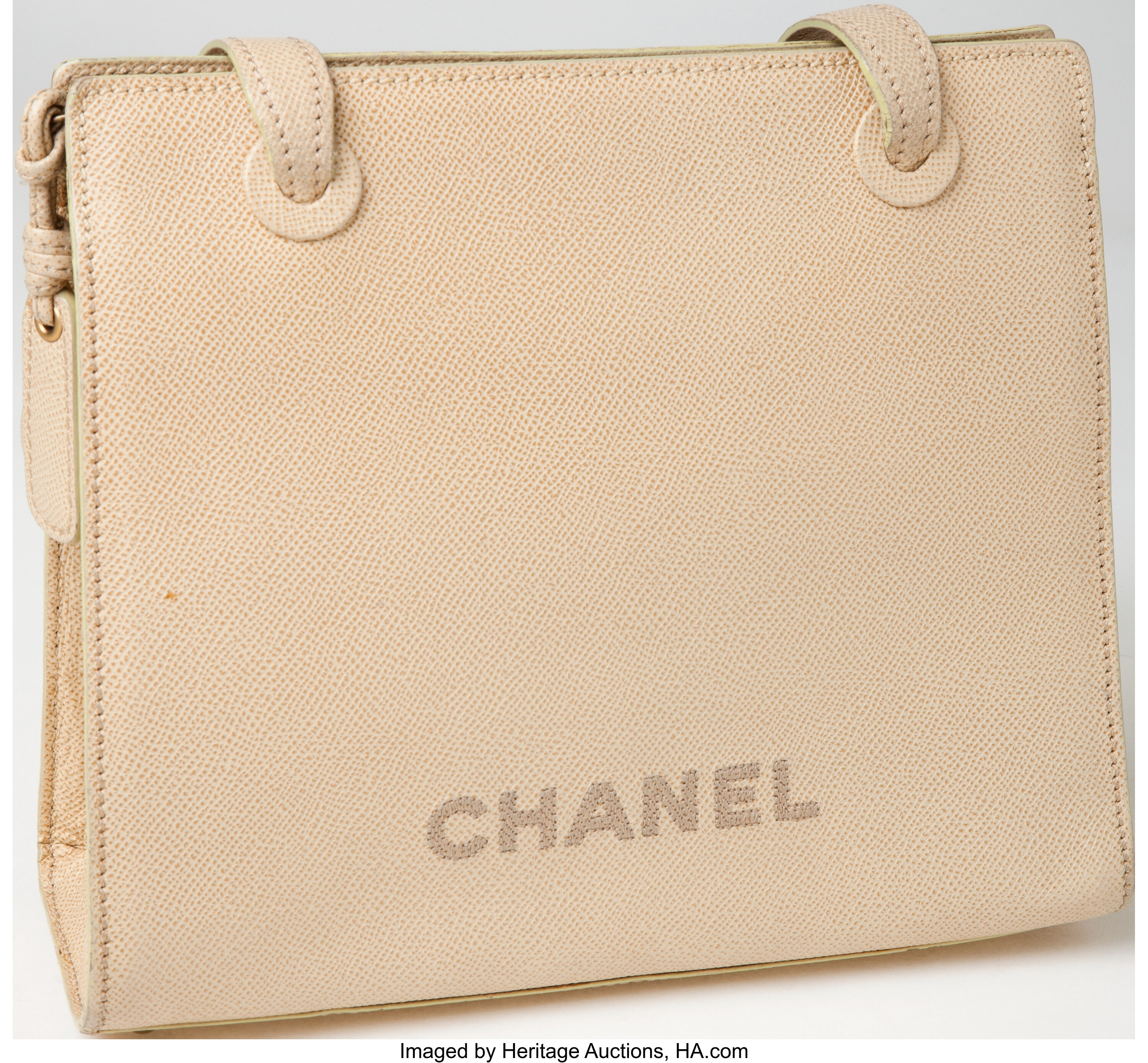 Sold at Auction: Vintage Chanel quilted white lambskin cylinder bag