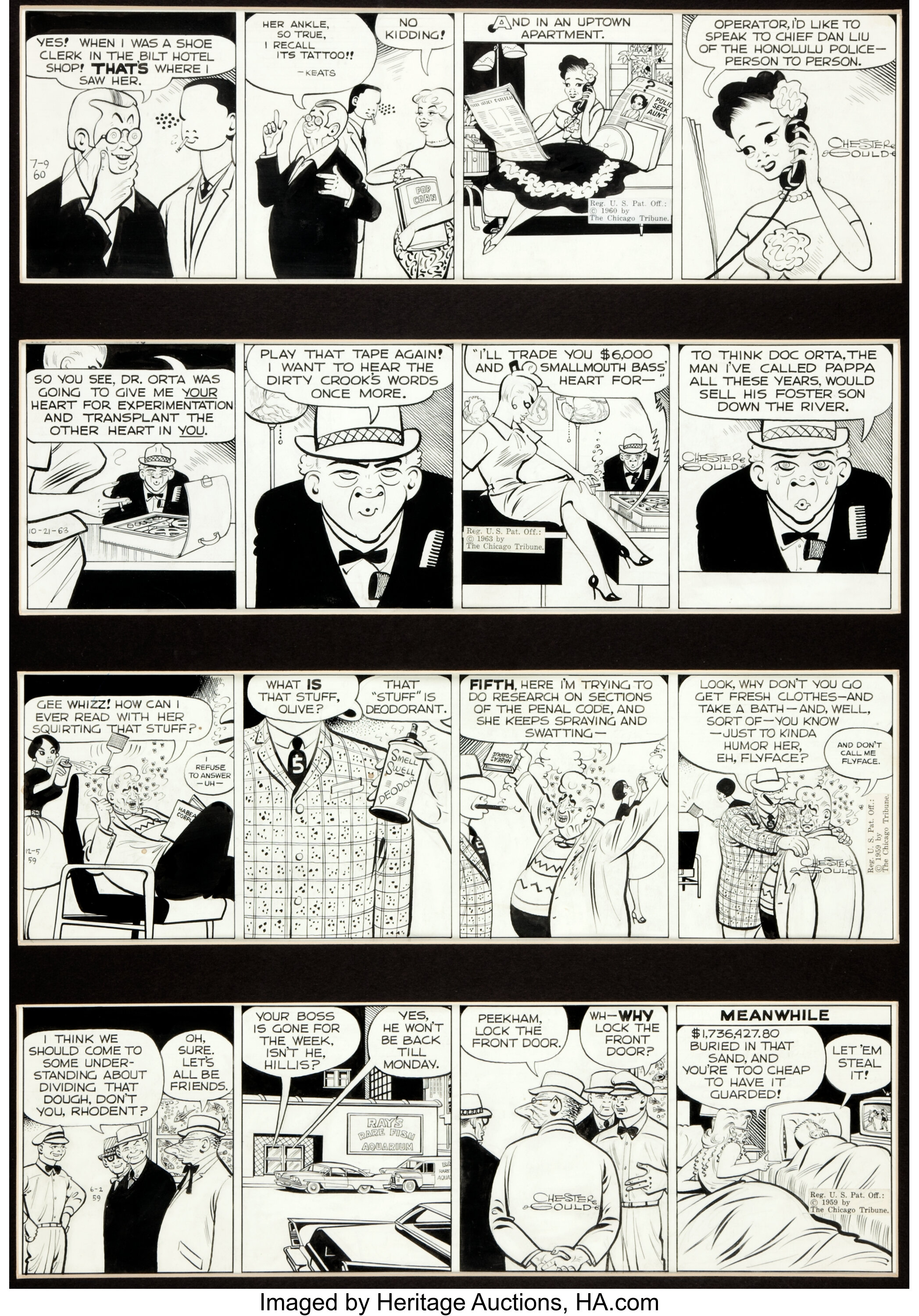 Chester Gould Dick Tracy Villains Collection Comic Strip Original | Lot ...