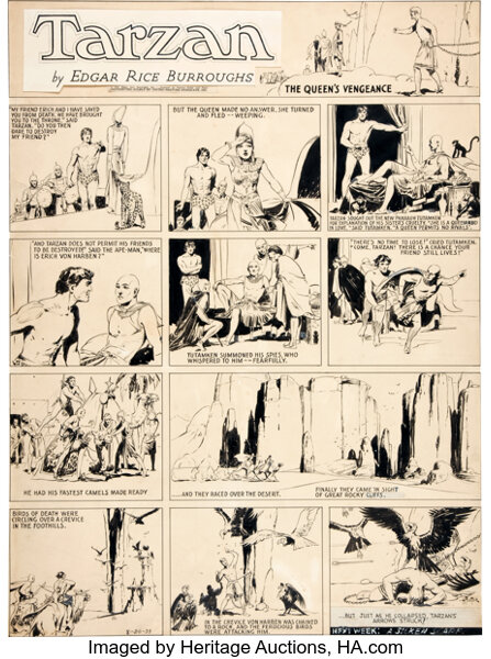 Hal Foster Tarzan Sunday Comic Strip Original Art dated 8-20-33