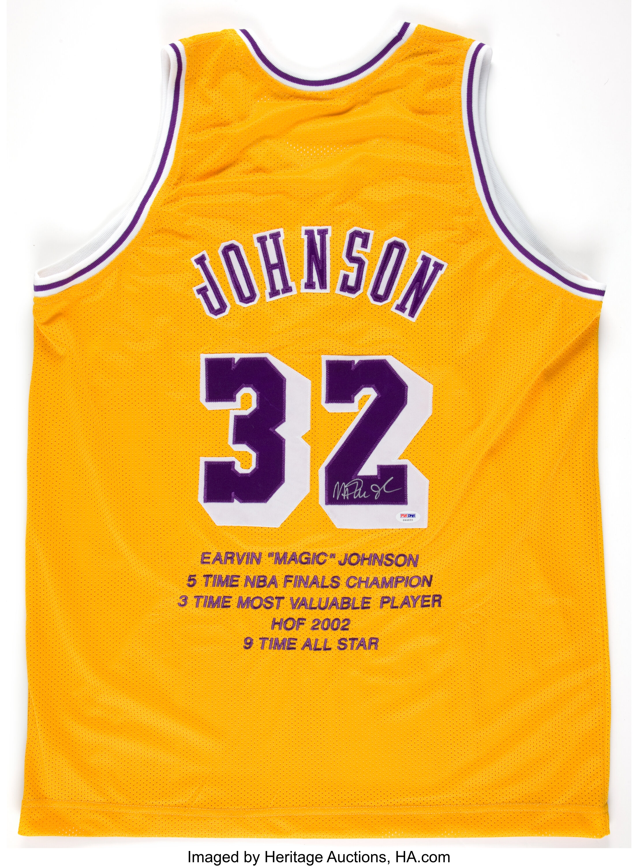 magic johnson signed lakers jersey