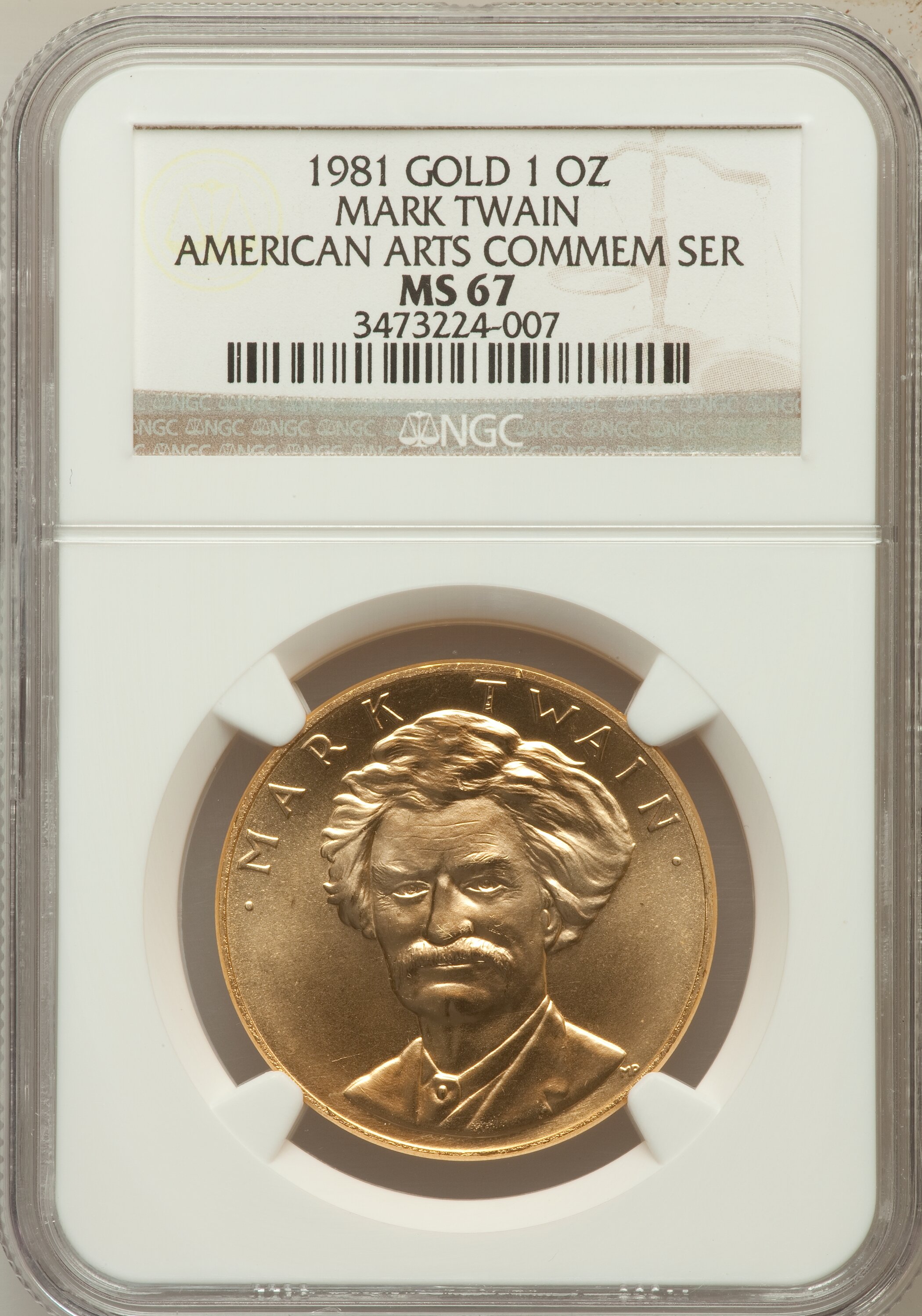 1981 MS Mark Twain One Ounce Gold Medal American Arts Lot