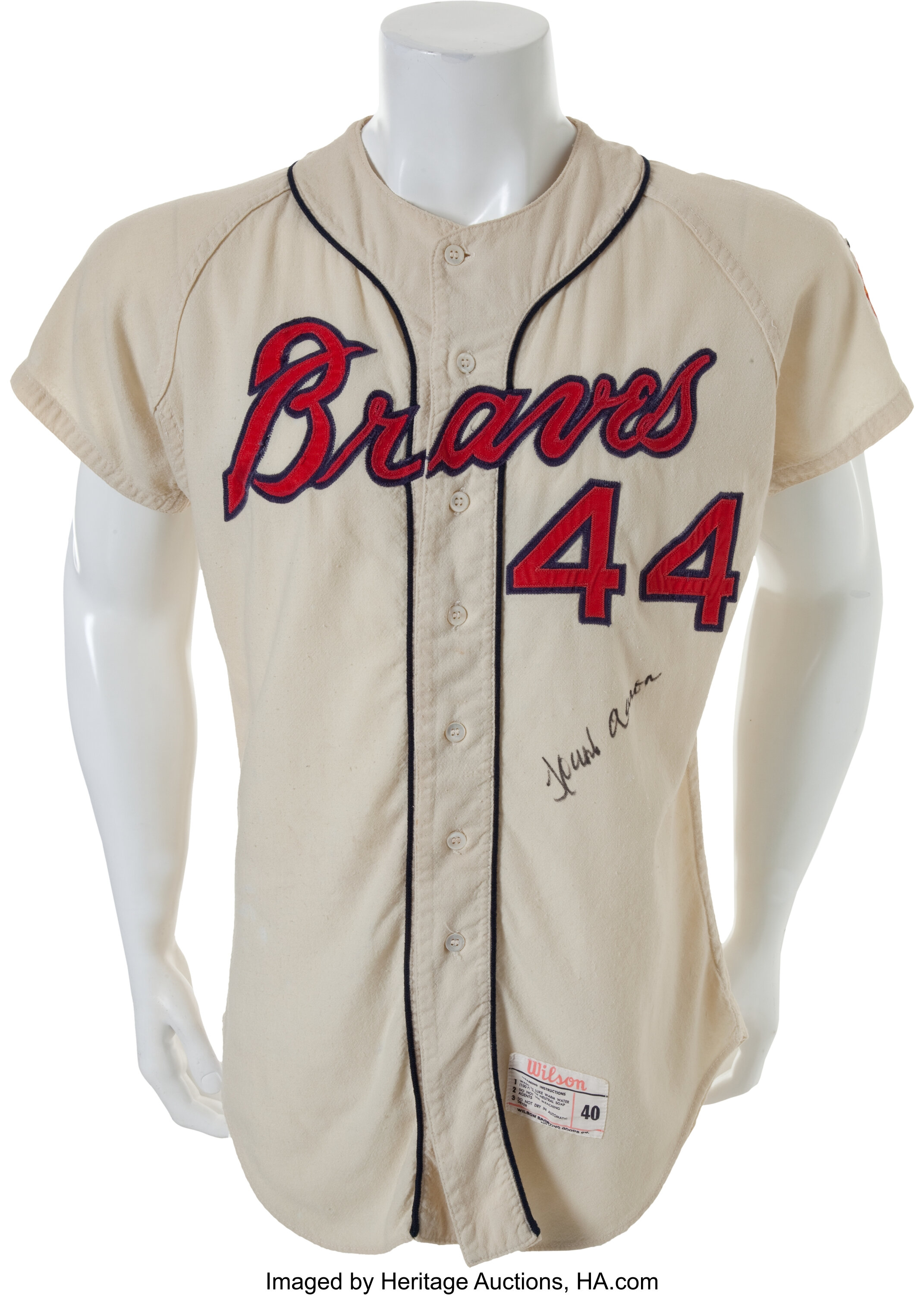 Lot Detail - 1971 Hank Aaron Atlanta Braves Game-Used & Autographed Home  Flannel Jersey (JSA)