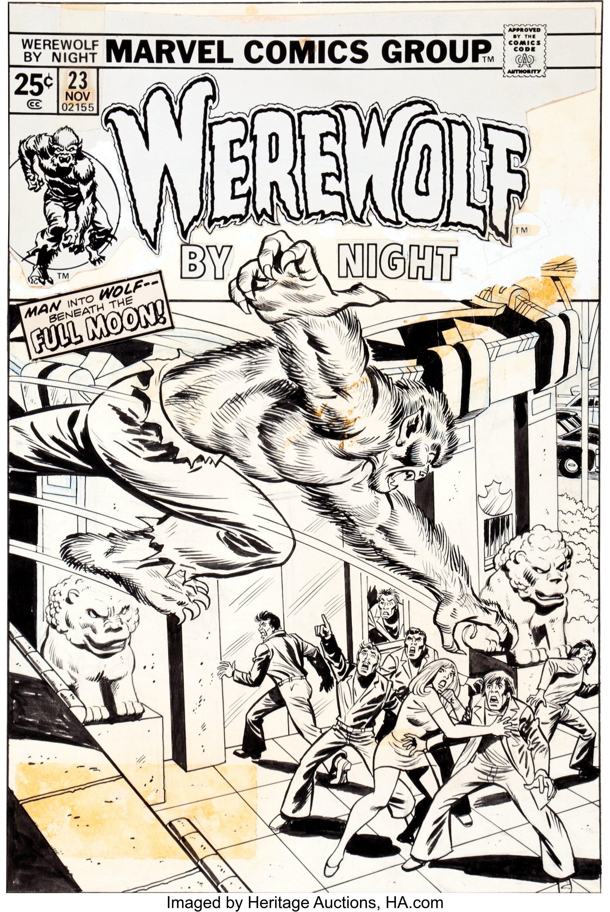 Ron Wilson Werewolf by Night #23 Cover Original Art (Marvel, | Lot ...