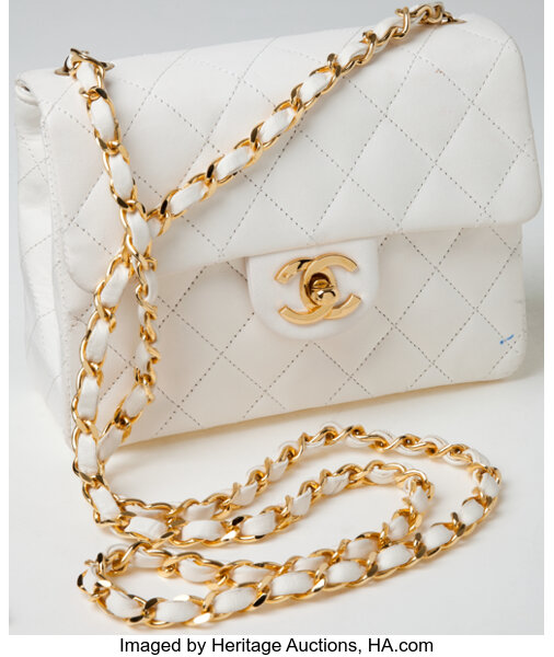 Heritage Vintage: Chanel White Lambskin Leather Small Single Flap, Lot  #76016