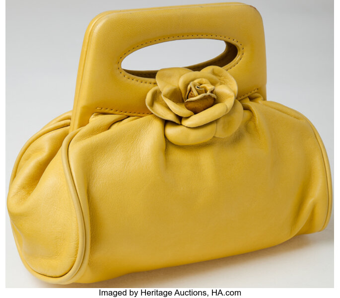 Heritage Vintage: Chanel Yellow Lambskin Leather Small Flower, Lot #76014
