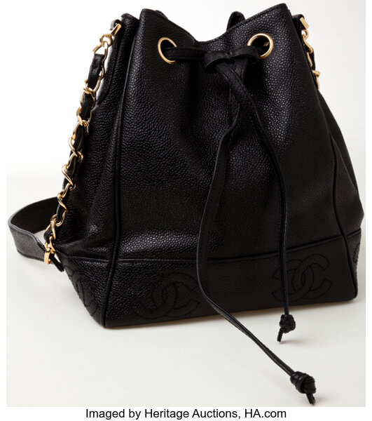 Chanel Vintage Leather Drawstring Bucket Shoulder Bag