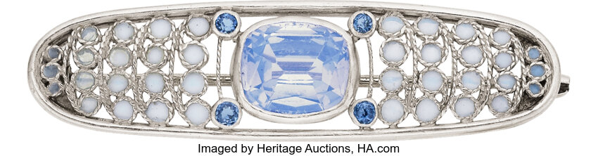 Moonstone sapphire brooch by Louis Comfort Tiffany