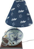 1990s Dallas Cowboys Signed Helmet Lamp Display.  Football