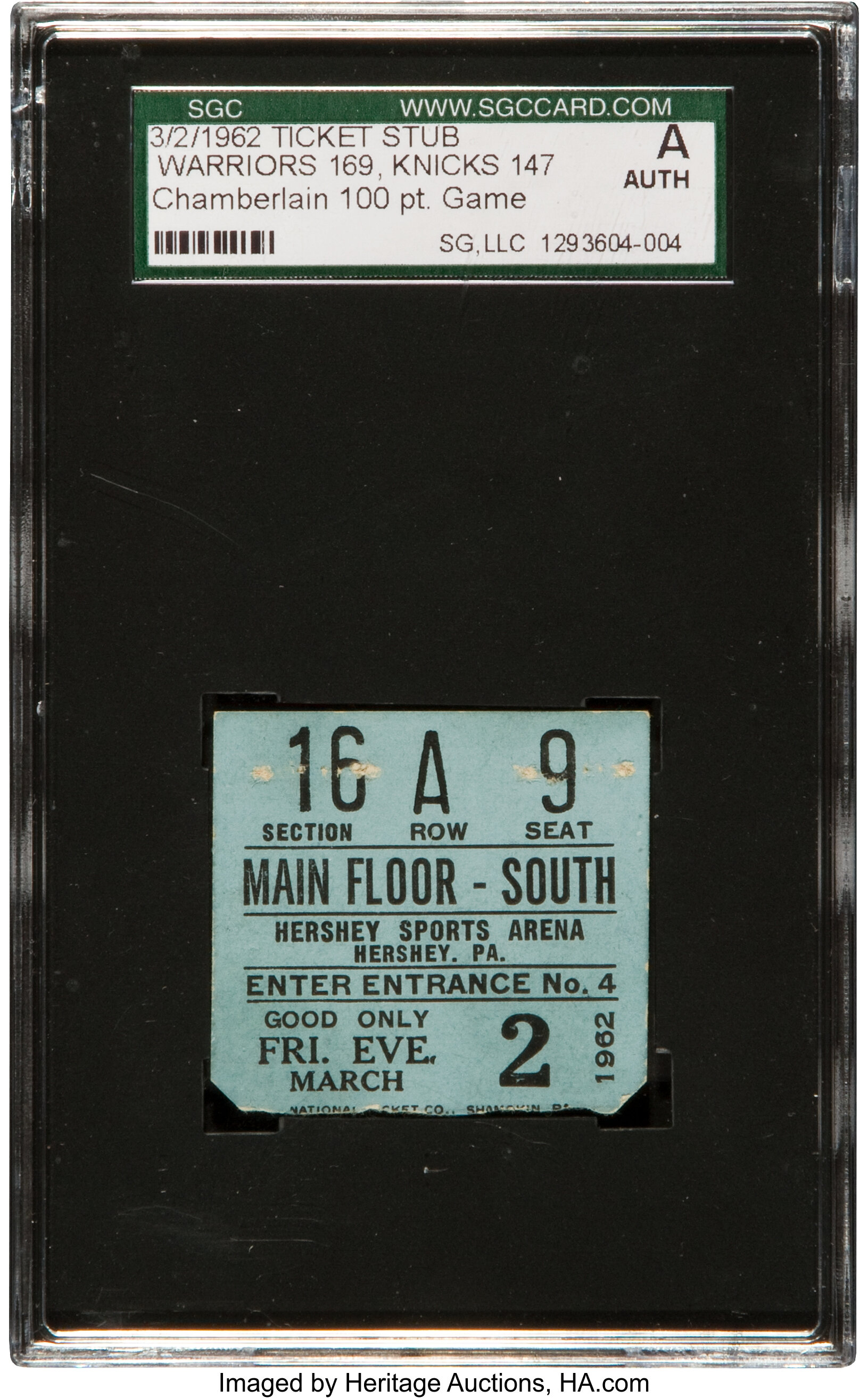 1962 Philadelphia Warriors Wilt Chamberlain 100 Point Game Ticket Lot Heritage Auctions