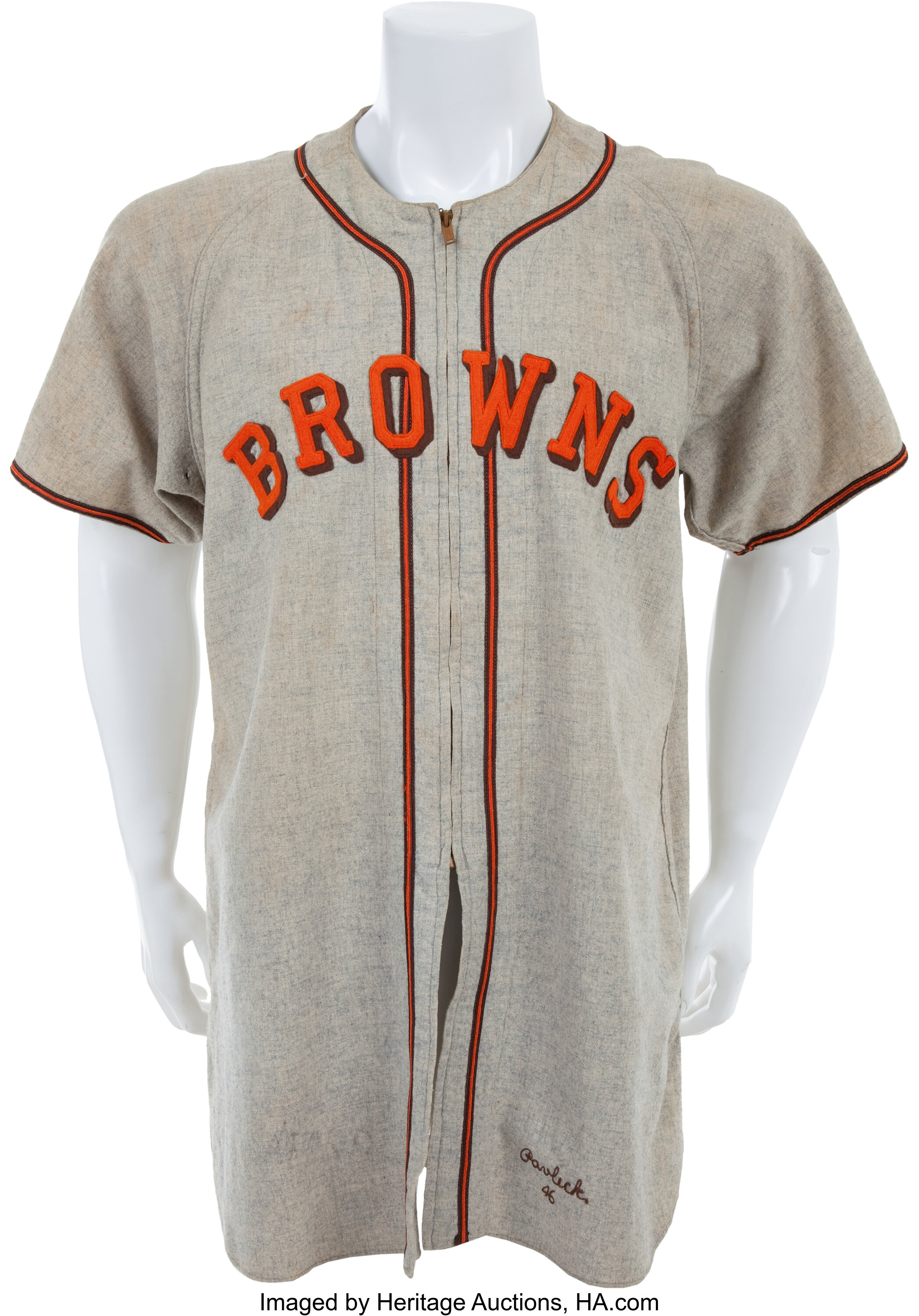 1946 John Pavlick Game Worn St. Louis Browns Jersey. Baseball