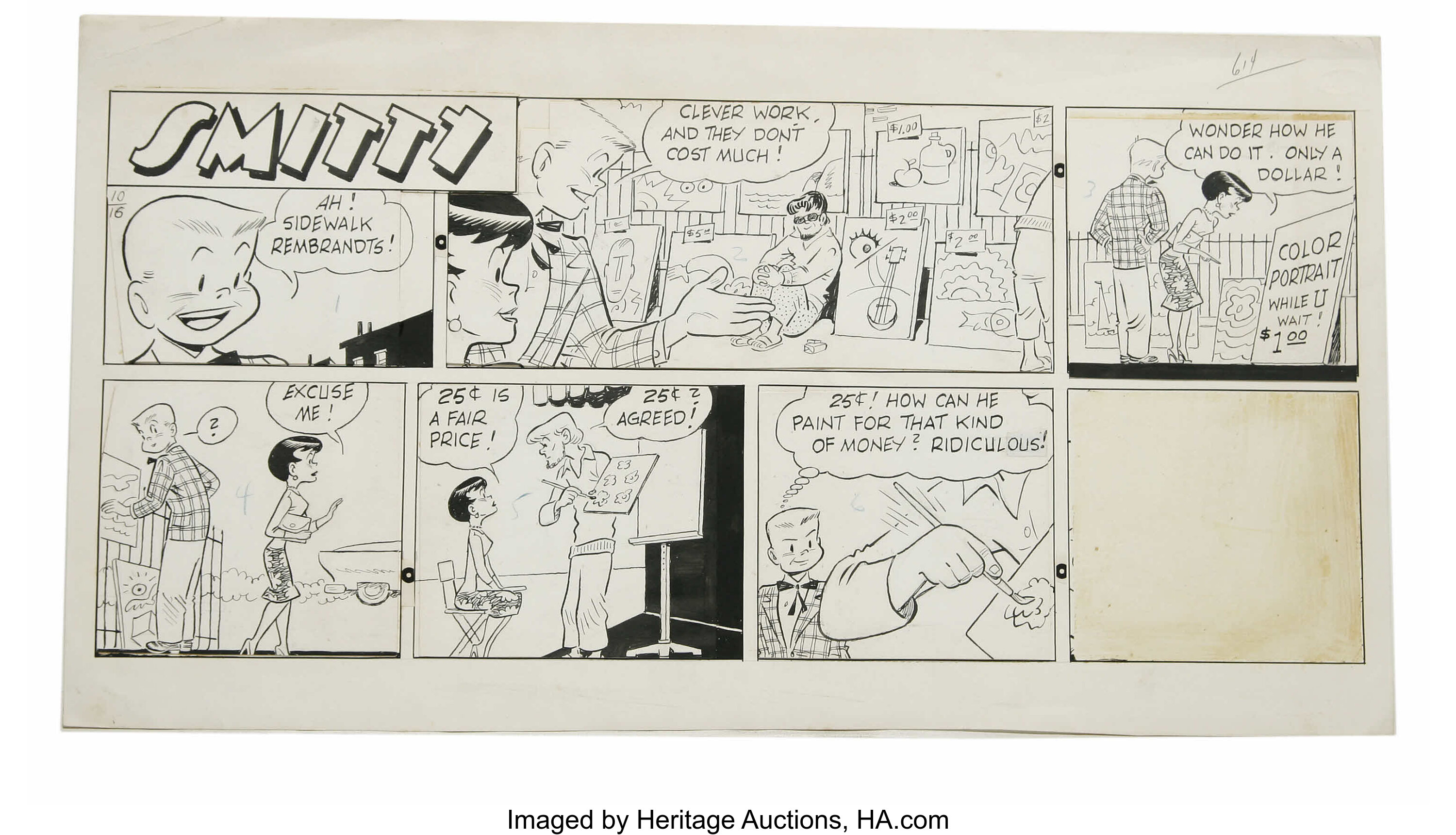 Walter Berndt - Smitty Sunday Comic Strip Original Art, dated | Lot ...