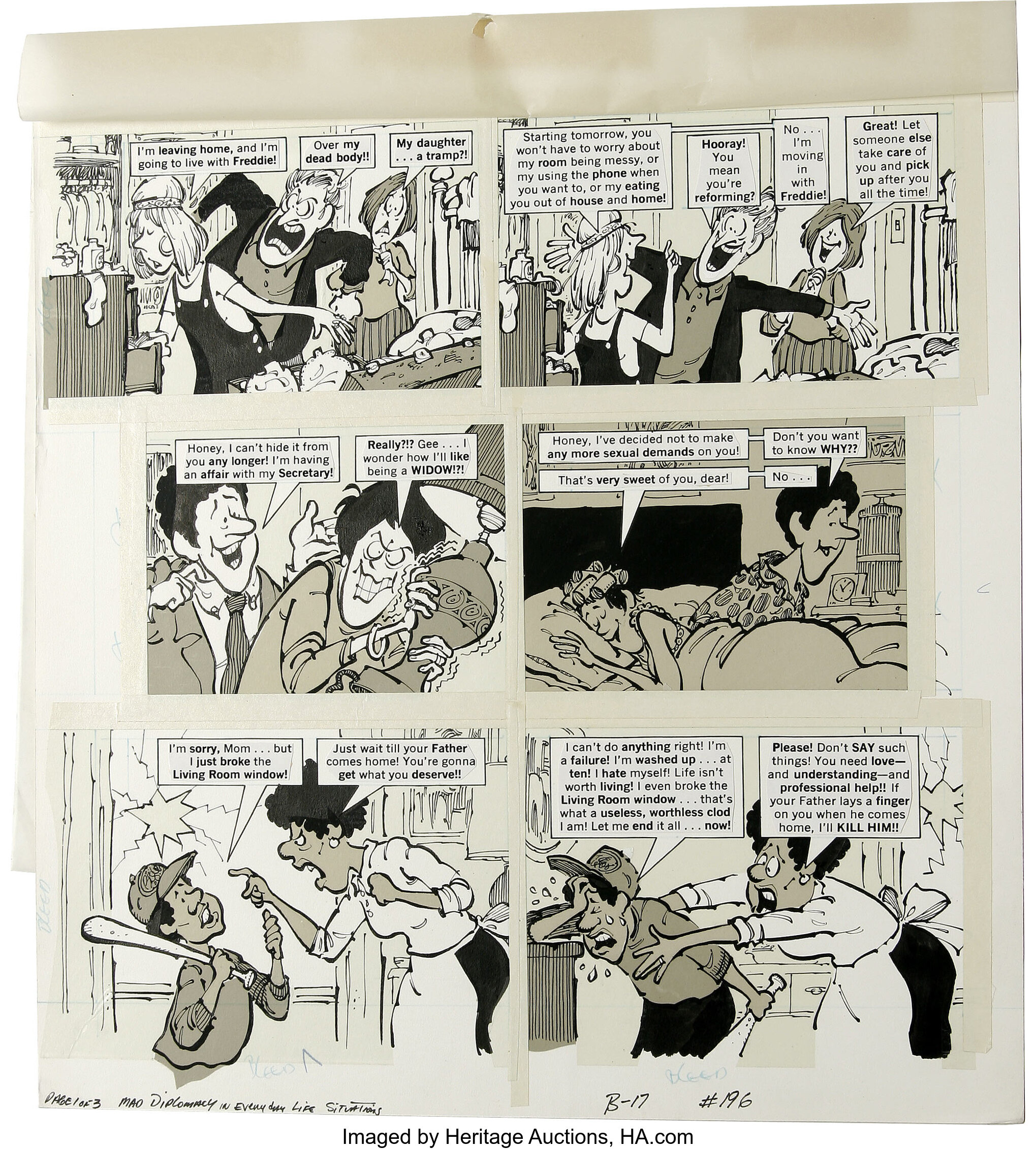 Paul Coker Jr. - Mad #196 Panel Original Art, Group of 3 (EC, | Lot ...