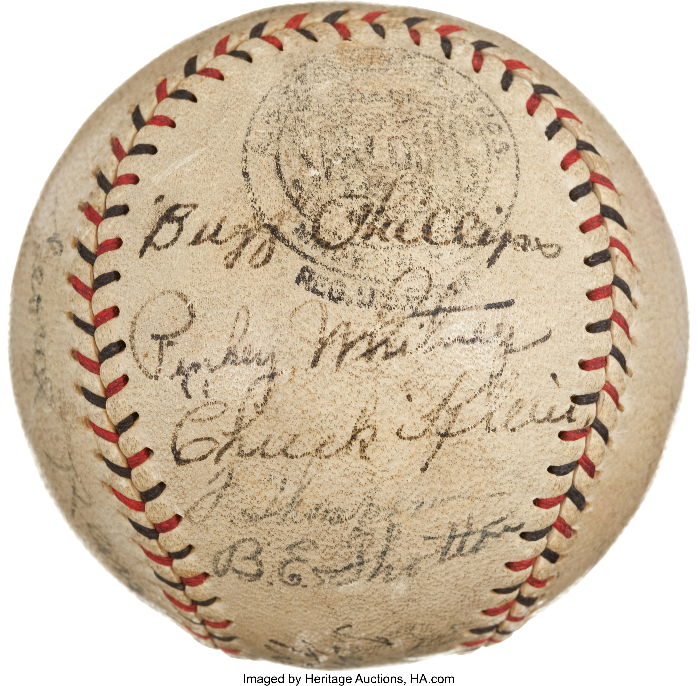 1930 Philadelphia Phillies Partial Team Signed Baseball with Chuck