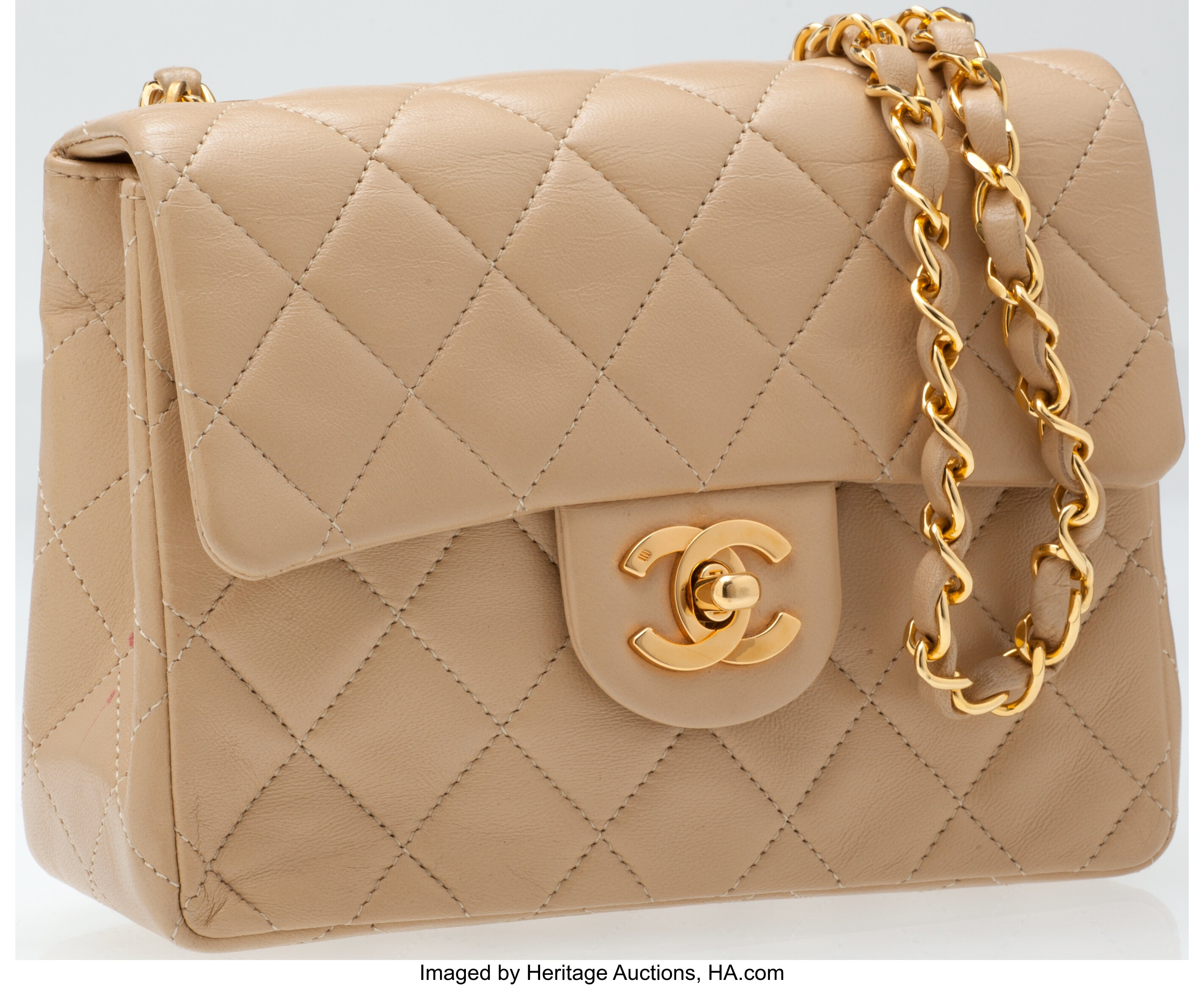 Handbags Chanel Beige Chunky Chain Strap Mini Flap Bag - SS22