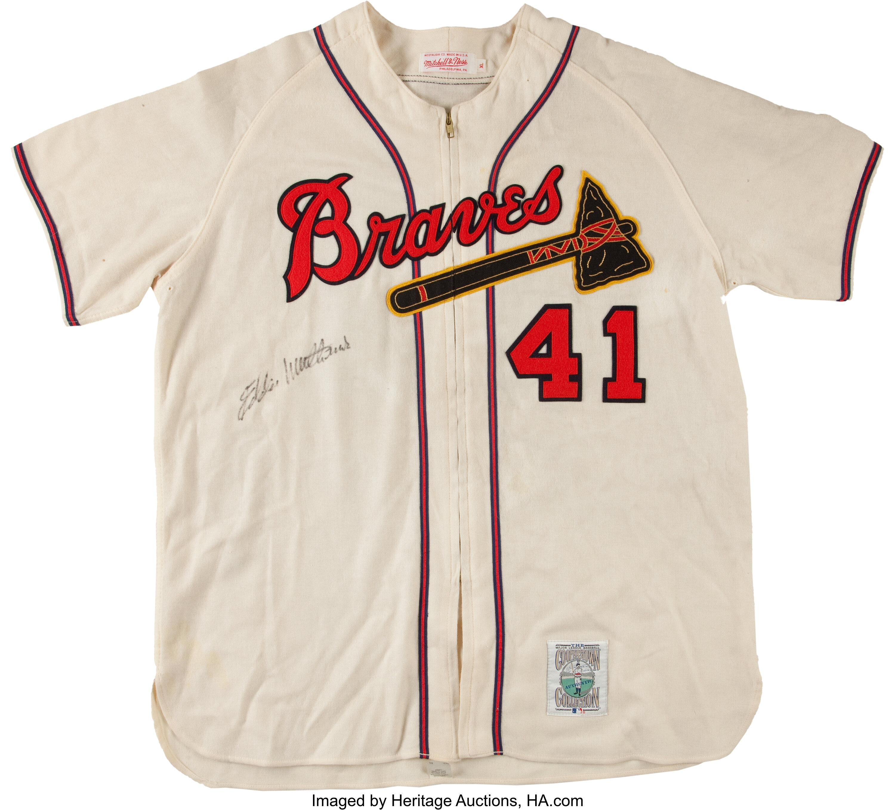 Authentic Vintage Mitchell & Ness 1957 Milwaukee Braves Eddie Mathews Jersey,  in 2023