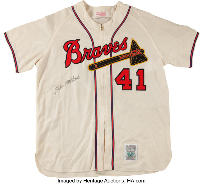 Eddie Mathews Signed Milwaukee Braves Flannel Mitchell & Ness, Lot #44077